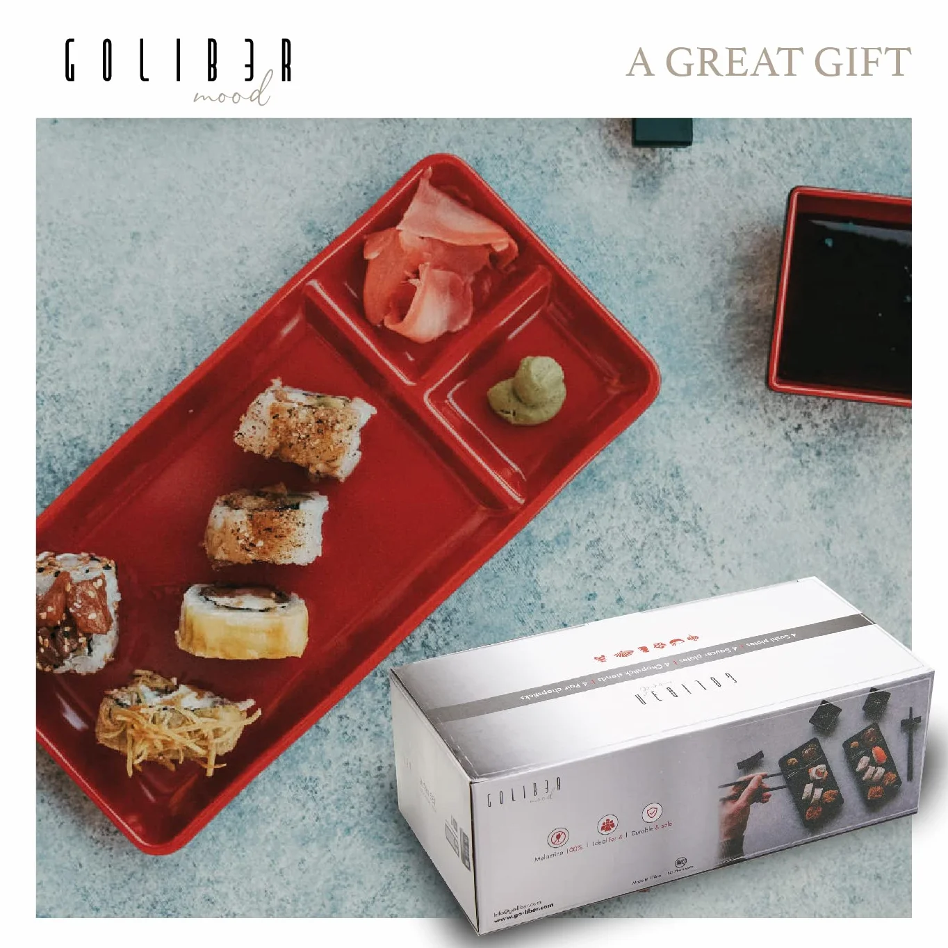 16-częściowy zestaw talerzy do sushi w japońskim stylu, zawiera 4 talerze do sushi, 4 miski na sosy, 4 pary pałeczek, 4 uchwyty na pałeczki, czerwony