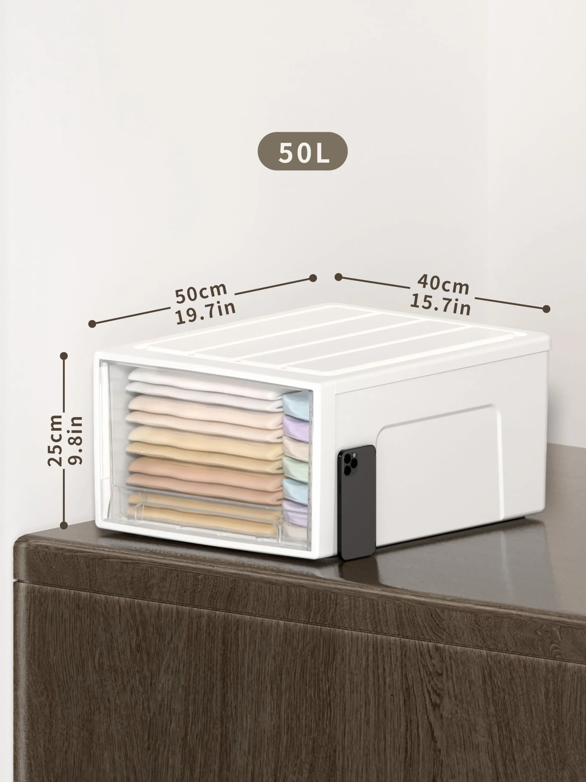 Cetomo D1050 x 3 50 l x 3. Plastikowe szuflady do przechowywania do układania w stos, pudełko do przechowywania, wielofunkcyjne pojemniki do sypialni, łazienki, szafy, akademika, pokoju