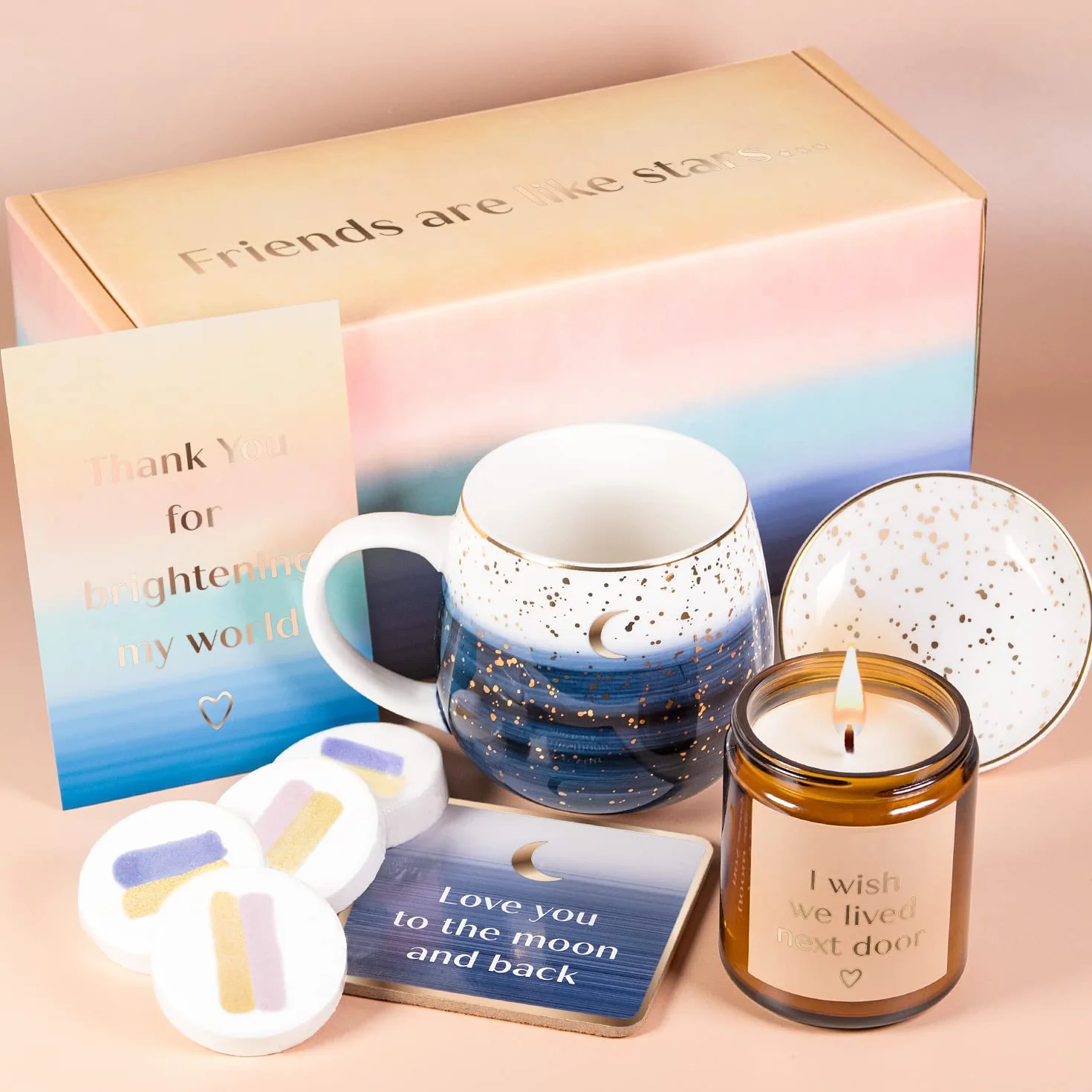 Luxe England Gifts Koszyk na prezent dla najlepszego przyjaciela – wyjątkowe prezenty urodzinowe dla najlepszej przyjaciółki dla kobiet, świetne prezenty przyjaźni na odległość, urocze prezenty