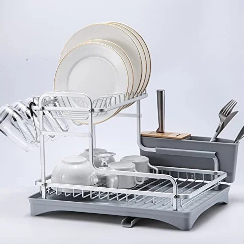 suszarka do naczyń 5 w 1 aluminiowa suszarka do naczyń kuchennych zlewozmywak ociekacz talerze miski organizer akcesoria sztućce kieliszki do wina półka do przechowywania suszarka do naczyń