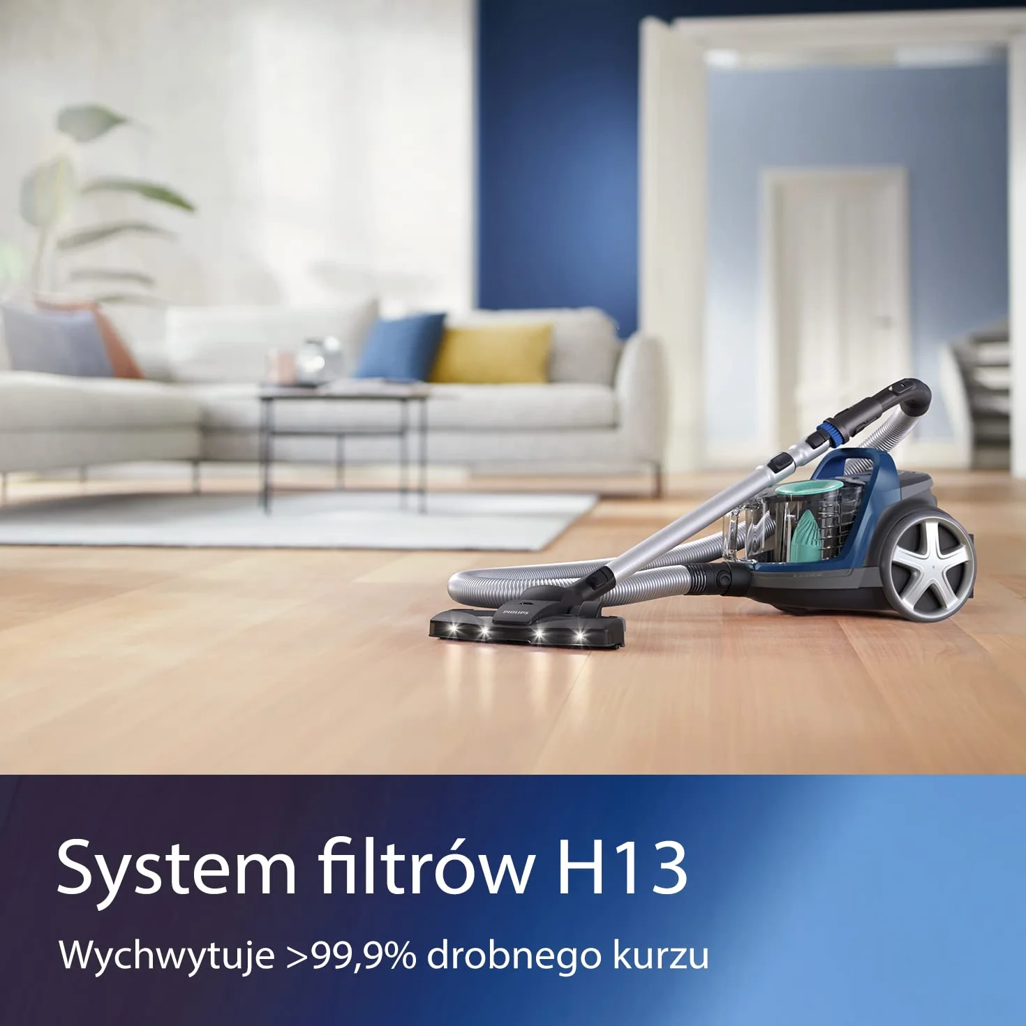 Philips Seria 5000 Odkurzacz Bezworkowy - Silnik o Mocy 900 W; Technologia PowerCyclone 7; Filtr Antyalergiczny H13; Nasadka TriActive LED, Kompaktowy I Lekki (FC9557/09)