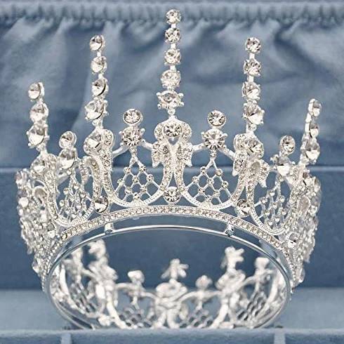Biżuteria do włosów Tiary dla kobiet zabytkowe romantyczne pełne okrągłe królowa Tiara Koronki Konkurs