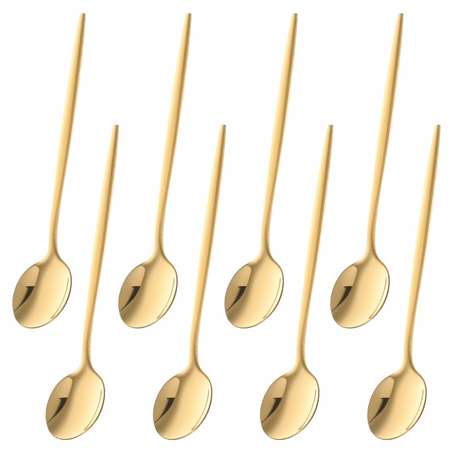 Nogeqi 8 sztuk małych łyżeczek deserowych 13,3 cm, długa łyżeczka do espresso, wysokiej jakości stal nierdzewna, łyżeczki do kawy, złote łyżeczki do herbaty, eleganckie, nadają się do mycia w zmywarce