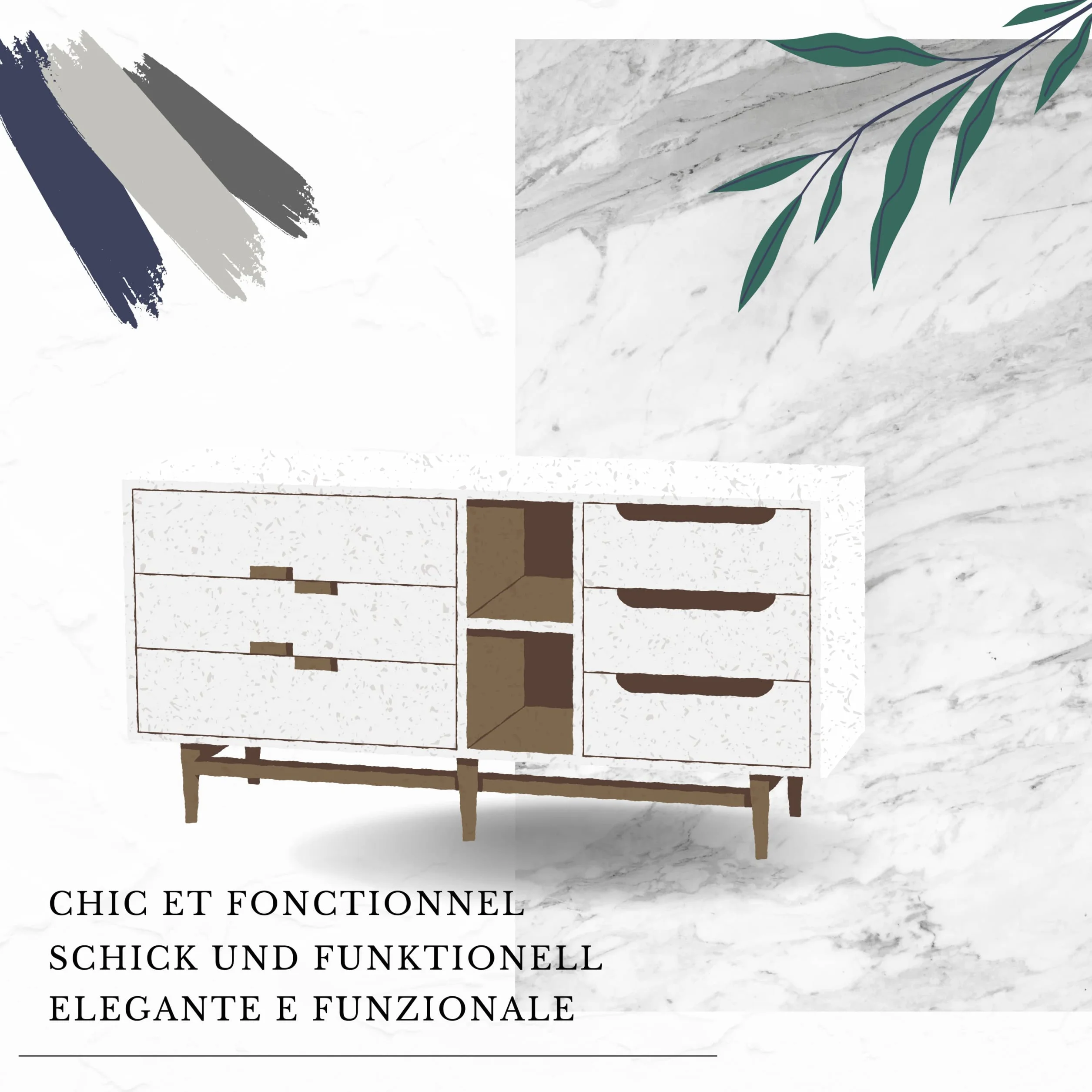 meble masztalerz Komoda Biała 70 cm Matowa z 5 szufladami - 70x124,5x39 cm - Komoda do salonu, sypialni - Szafka z szufladami - Komoda z szufladami