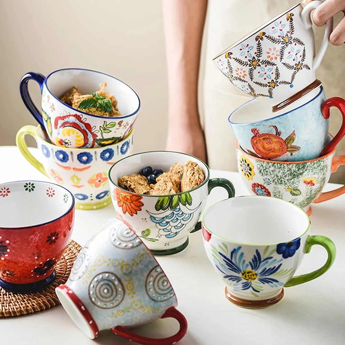 Filiżanka do herbaty, Kubek z porcelany Cupbone, Premium Ceramiczny Kubek Do Kawy Filiżanka Herbaty Filiżanka Wody, Kubek Ceramiczny Kubek Płatki Owsiane Śniadanie Kawa Butelka Mleka Kreatywny Ręcznie