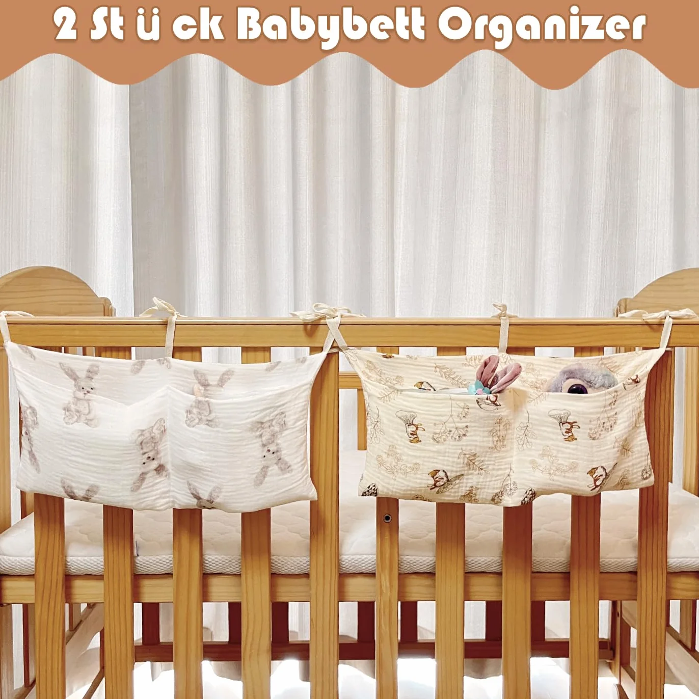 Organizer do łóżeczka dziecięcego, 2 sztuki, wiszący, do pokoju dziecięcego, organizer do przechowywania pieluch, organizer do łóżeczka dziecięcego KAMHBE