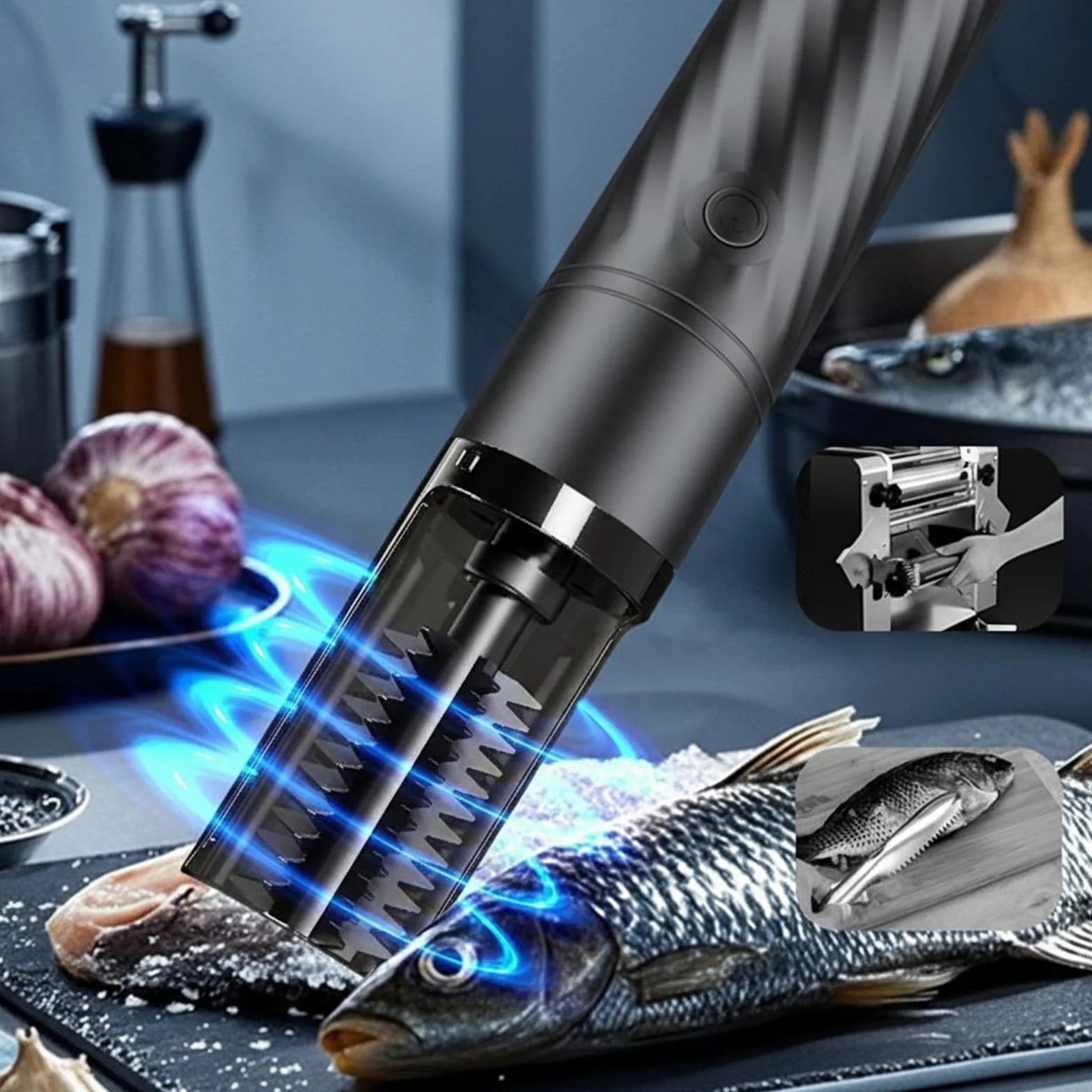Elektryczna tarka do kokosa ze stali nierdzewnej przenośna ręczna skrobaczka do kokosa do domowej kuchni używana do skalowania ryb i skrobania orzechów kokosowych (czarna)