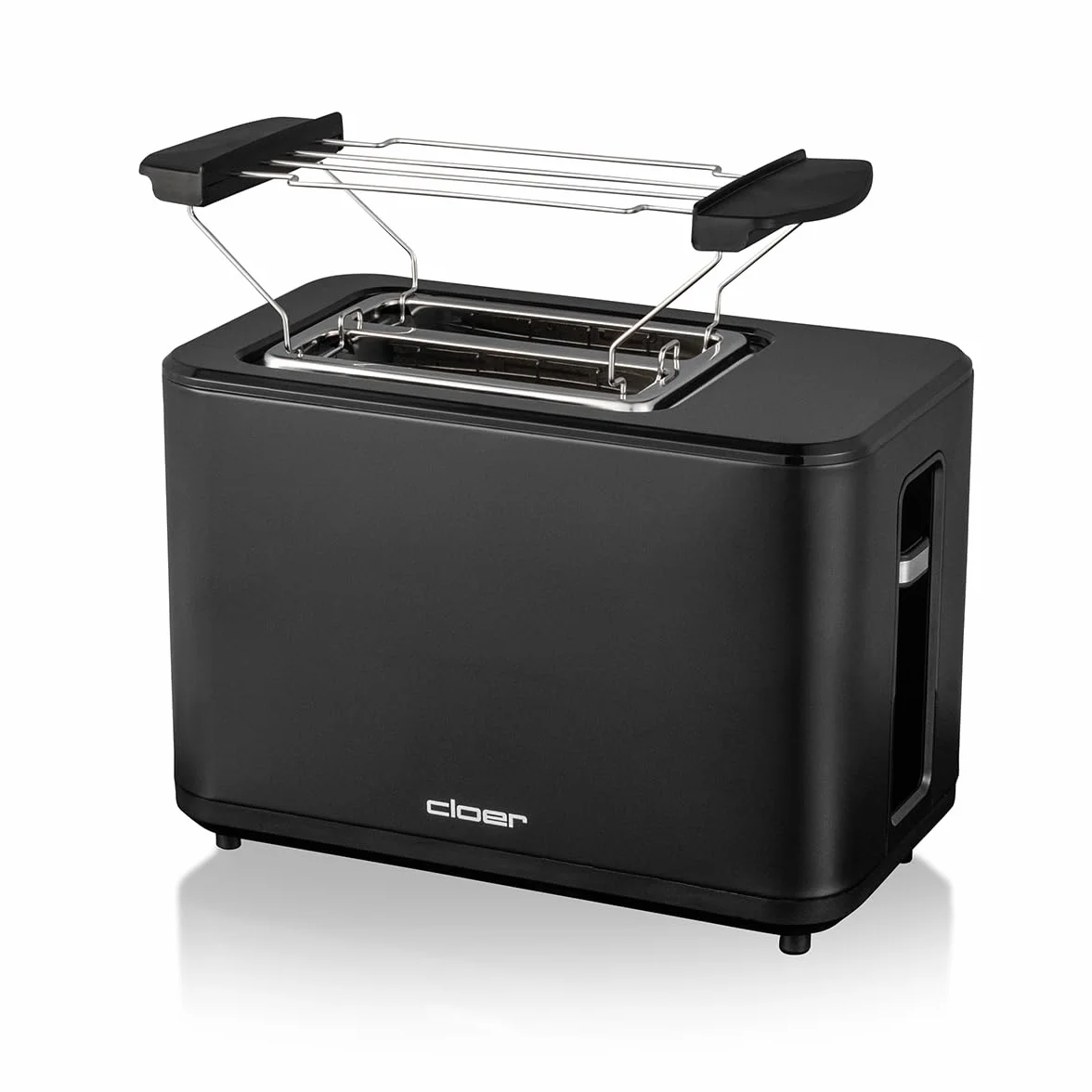 Cloer 3930 Toster cyfrowy na 2 kromki tostów, Funkcja dotykowa, 750-900W, Wskaźnik pozostałego czasu, Funkcja rozmrażania, Funkcja odgrzewania, Zintegrowana nakładka na bułki, Tacka na okruchy, czarny
