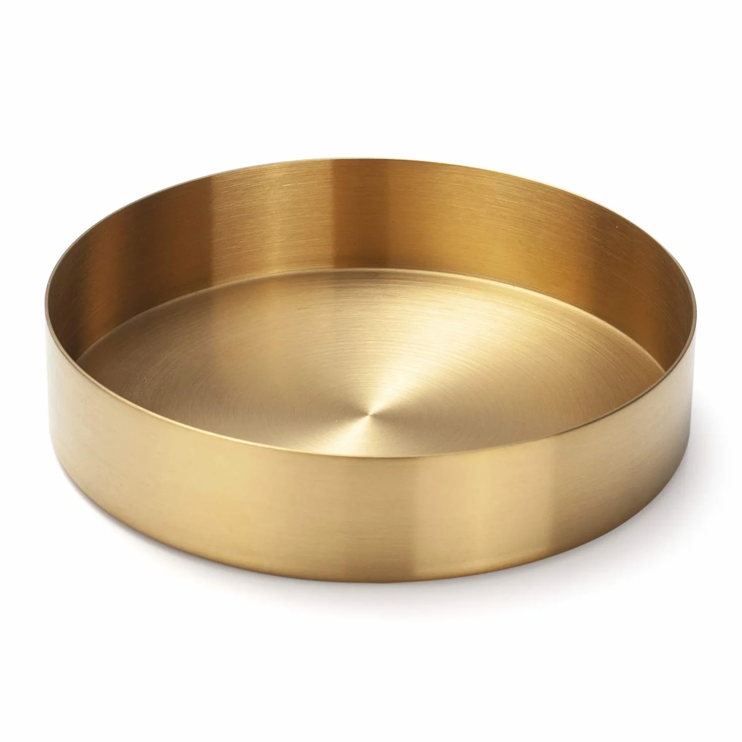 Okrągła taca ze stali nierdzewnej, taca do serwowania w kolorze złotym, organizer na biżuterię i makijaż/talerz na świece, złoty (14 cm)