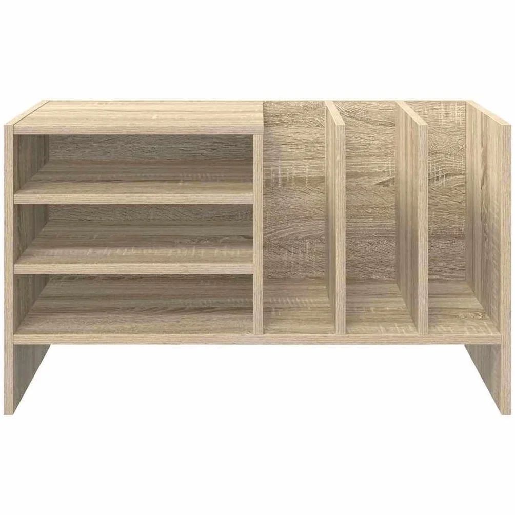 Hothingwell Sonoma dębowa szafka do przechowywania 78,5 x 35 x 45 cm, szafka do przechowywania płyt winylowych z drewna inżynieryjnego, prostokątna półka na płyty z wykończonym tyłem do salonu,