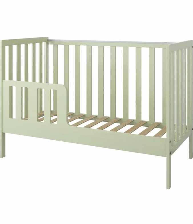 zee BAMBI Miętowe Łóżeczko Dziecięce 2w1 120x60 cm, Łóżeczko Niemowlęce z Barierką Ochronną, 3 Poziomy Wysokości, Ochraniacz na Ząbkowanie, Przekształcane w Tapczanik