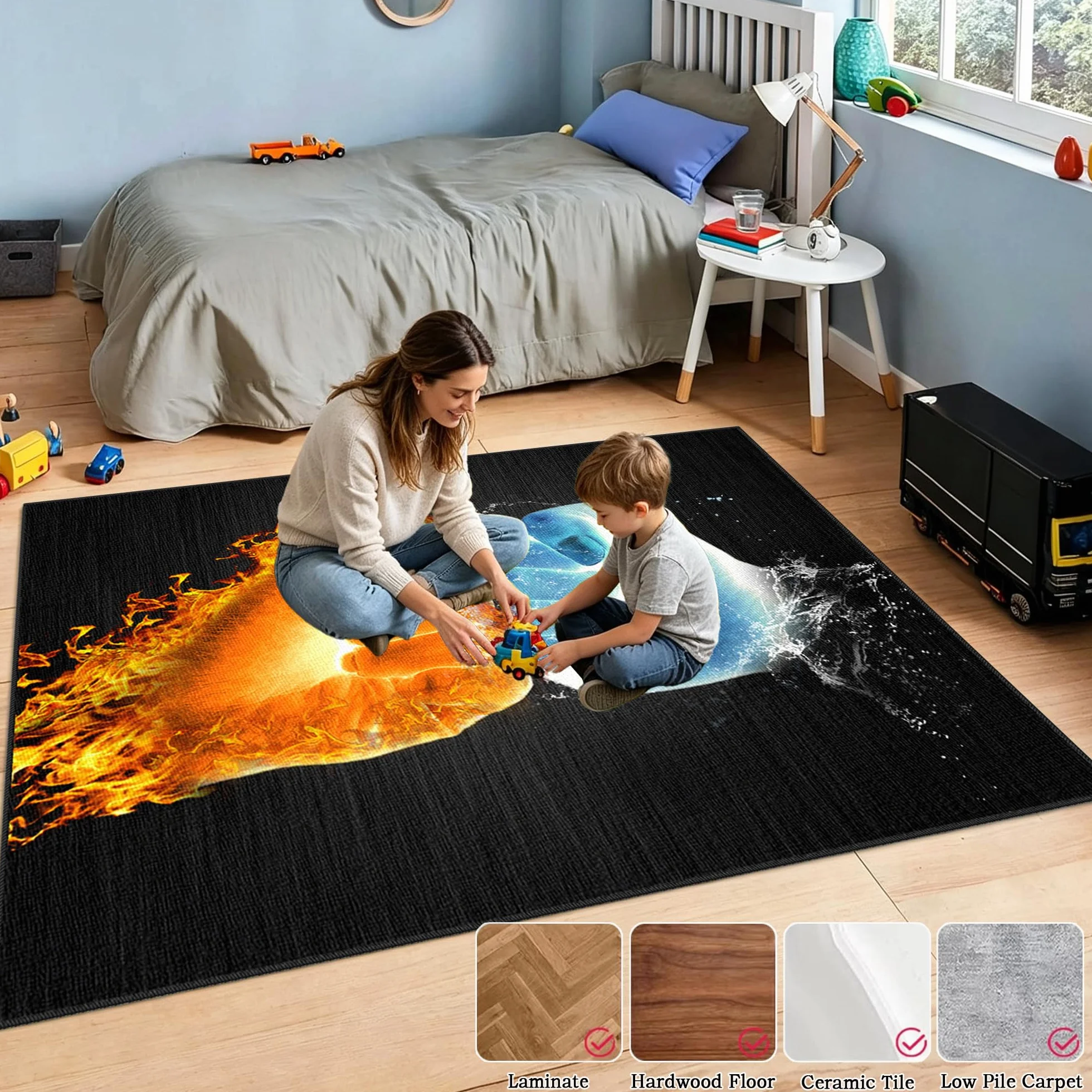 Zmywalny dywanik do pokoju zabaw, 110 x 150 cm / 43,31 x 59,06 cala Mata podłogowa na krzesło komputerowe do gier, mata sportowa, mata podłogowa dla graczy 3D do sypialni na krzesło biurowe