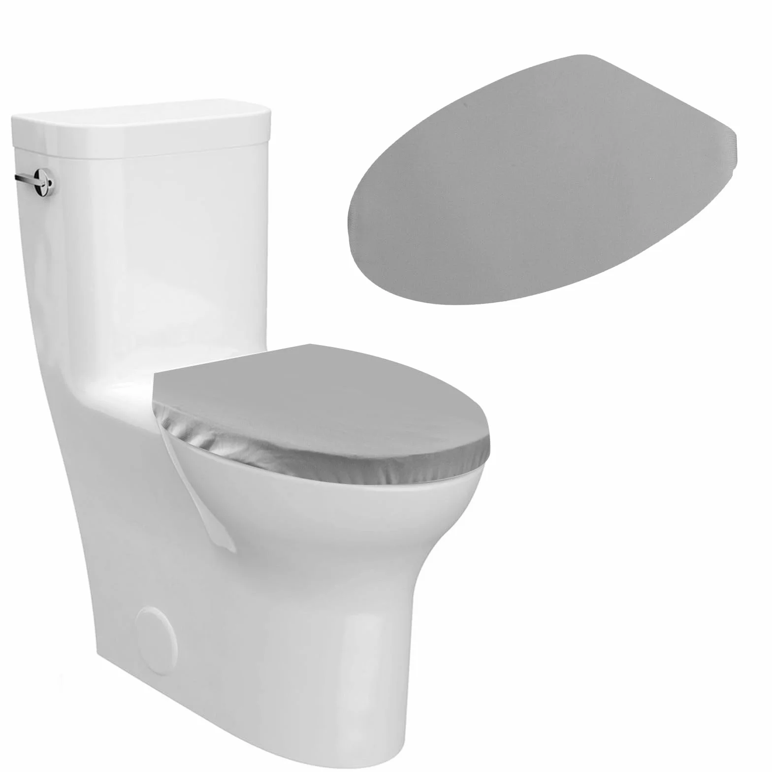 Pokrowiec na deskę sedesową, pokrowiec na sedes, pokrowiec na pokrywę WC, pokrywa toalety z elastycznym dnem, pokrowiec na toaletę z gumką do większości desek sedesowych, szary