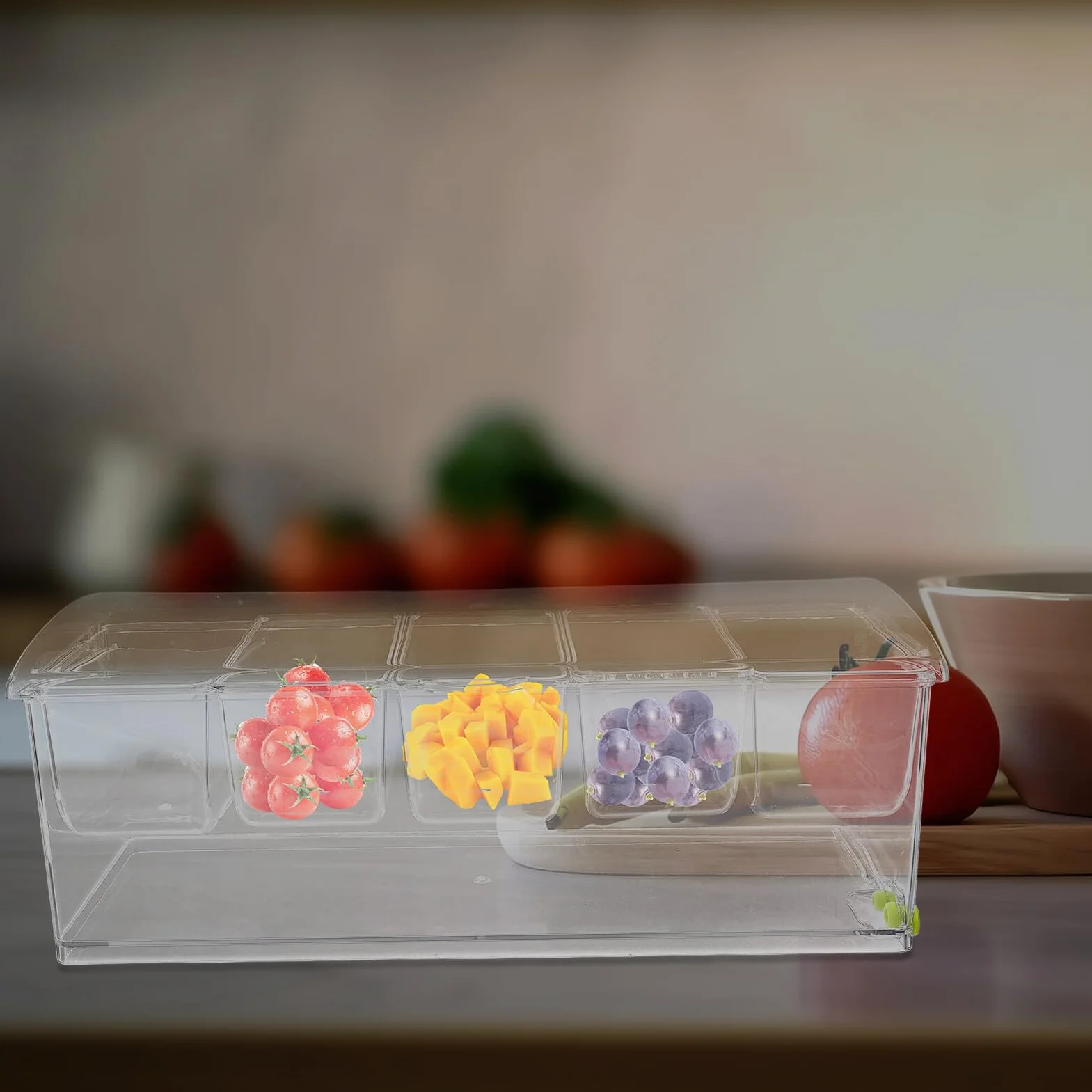 Chłodzony Pojemnik Do Przypraw z Pokrywką Plastikowa Tacka z Przegródkami Do Serwowania Sałatek Owoców i Lodów Przyjęcia Praktyczny i Taco Baru