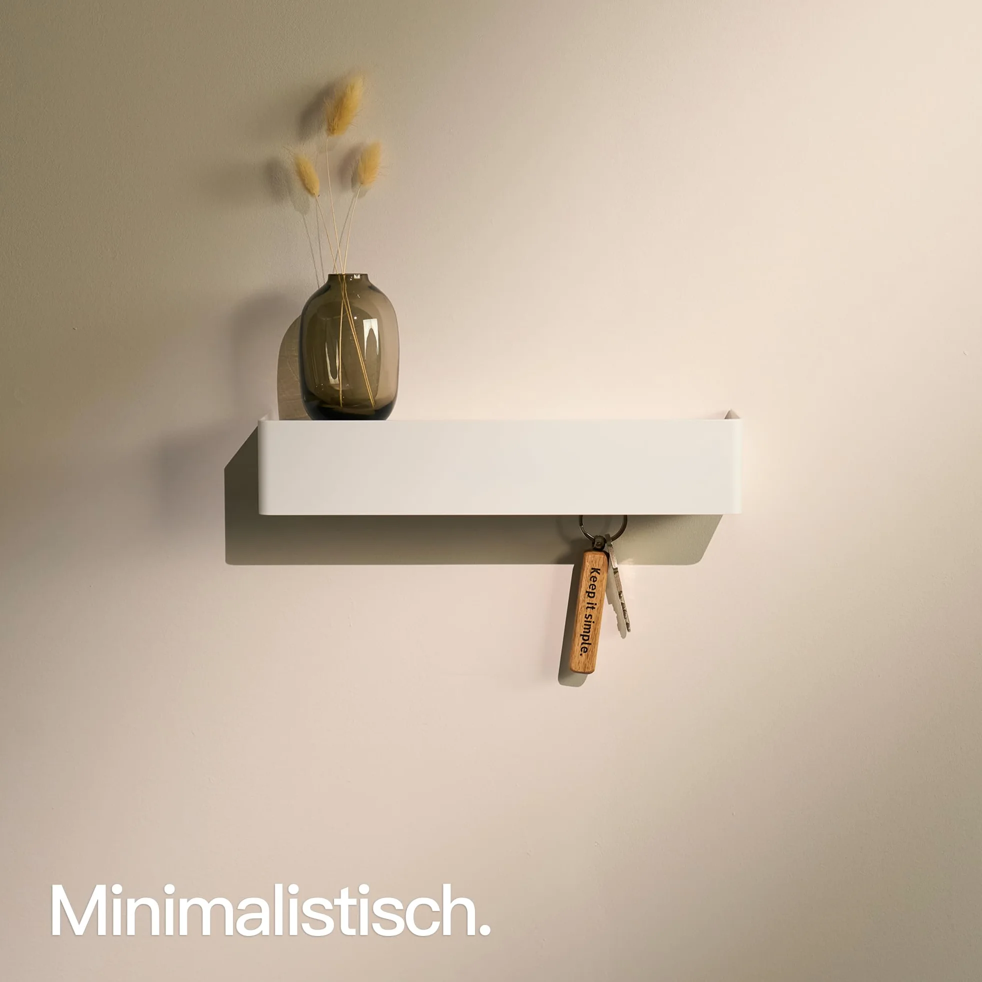 Designfabrik Hamburg Tabliczka na klucze | Nowoczesny schowek na klucze z półką | Metalowy wieszak na klucze ścienny | Minimalistyczny design do przedpokoju i wejścia | Biały