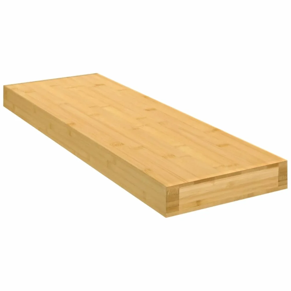 Regał ścienny 60 x 20 x 4 cm, bambus, naturalne drewno, regał wiszący, odporny na wilgoć, do łazienki, sypialni, salonu, uniwersalna półka ścienna