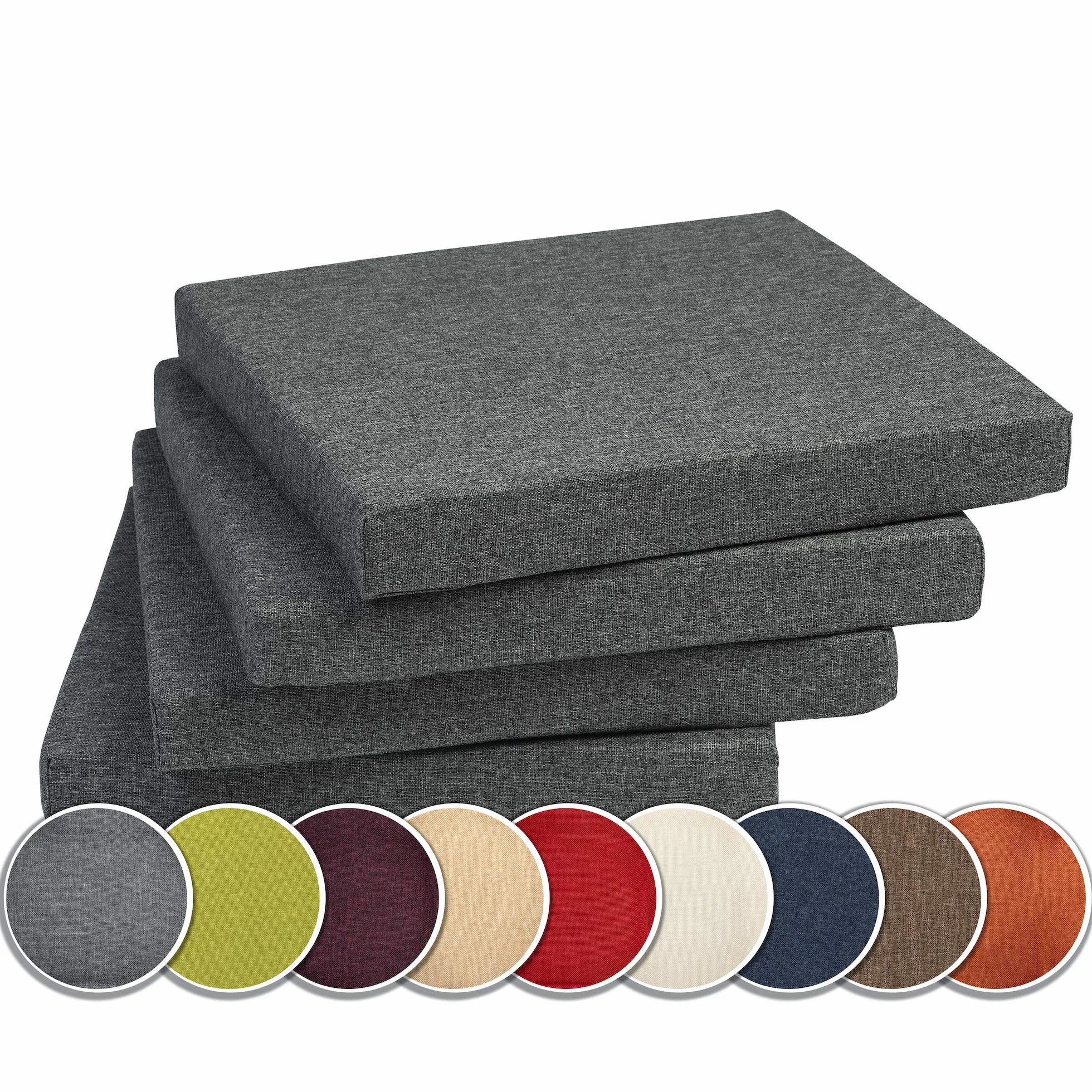 sunnypillow Zestaw 4 poduszek na krzesła z taśmami do wiązania – 40 x 40 x 5 cm – poduszka do siedzenia na zewnątrz na krzesła/ławki, poduszka na siedzisko, poduszka ogrodowa, wiele kolorów do wyboru