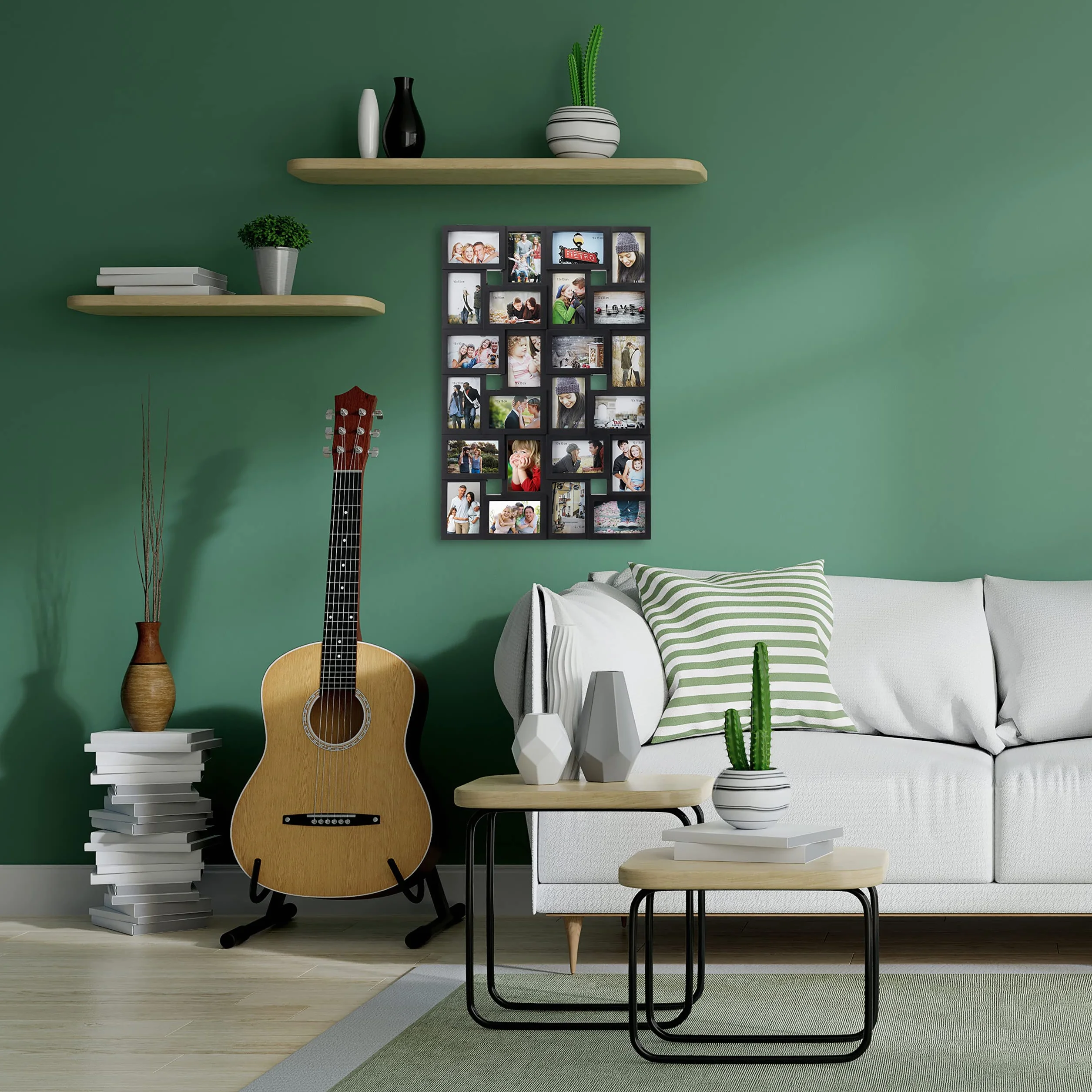 Relaxdays Ramka na zdjęcia XXL na 24 zdjęcia w formacie 10 x 15, format pionowy lub poziomy, tworzywo sztuczne, wys. x szer. 53 x 85 cm, czarna