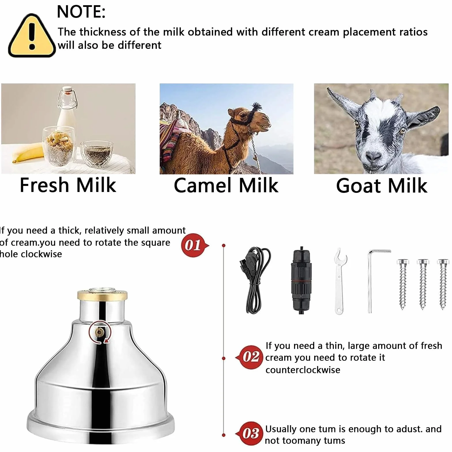 Wirówka do Mleka 5L Elektryczna, Separator Śmietany Stal Nierdzewna 50L/H, 11000 RPM,do Produkcji Masła i Sera, Milk Skimmer High Efficiency