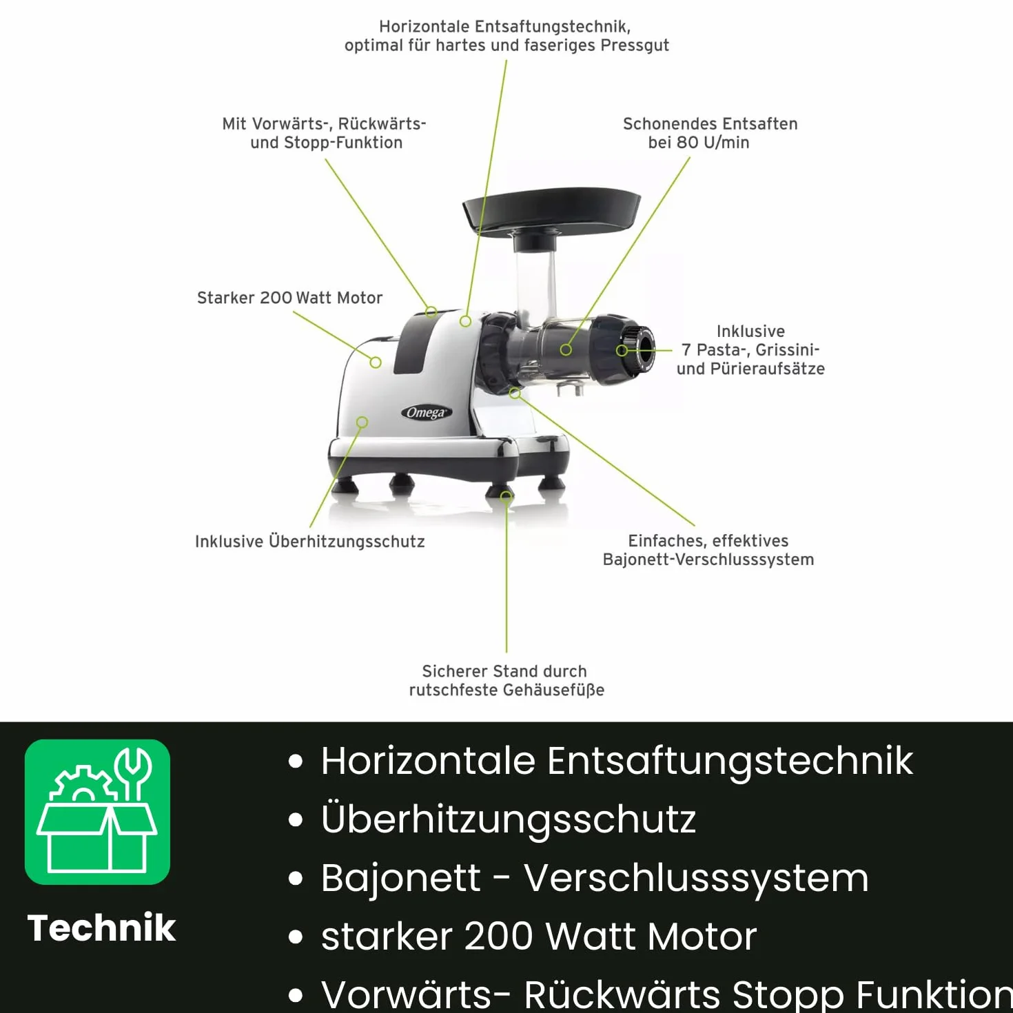 Omega Juicers 8228 sokowirówka pozioma