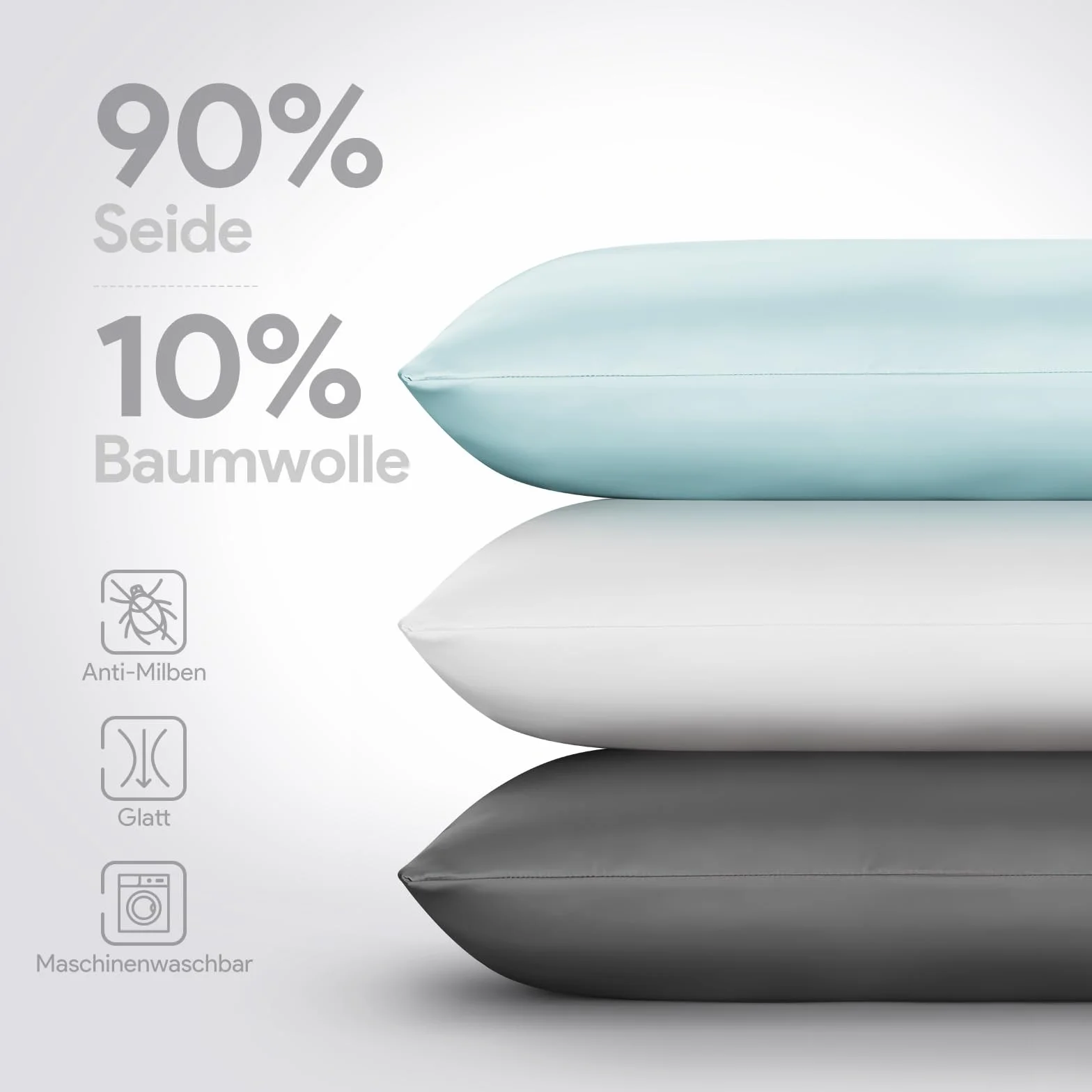 Jedwabna poszewka na poduszkę 90% jedwab 10% bawełna hipoalergiczna biała 50 x 75 cm