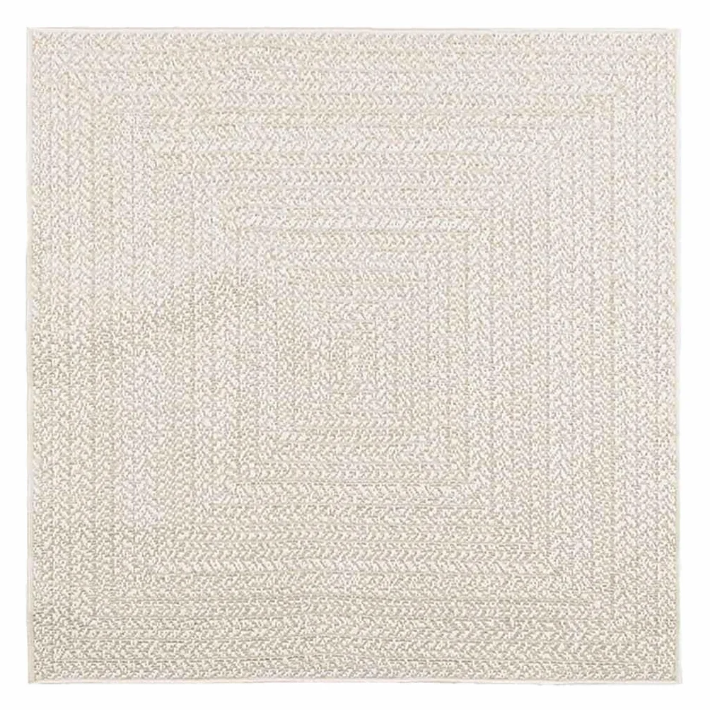 Dywan ZIZUR kremowy, 120 x 120 cm, o wyglądzie juty, do użytku wewnątrz i na zewnątrz, odporny na promieniowanie UV, łatwy w pielęgnacji polipropylen, na taras, balkon, do salonu, sypialni