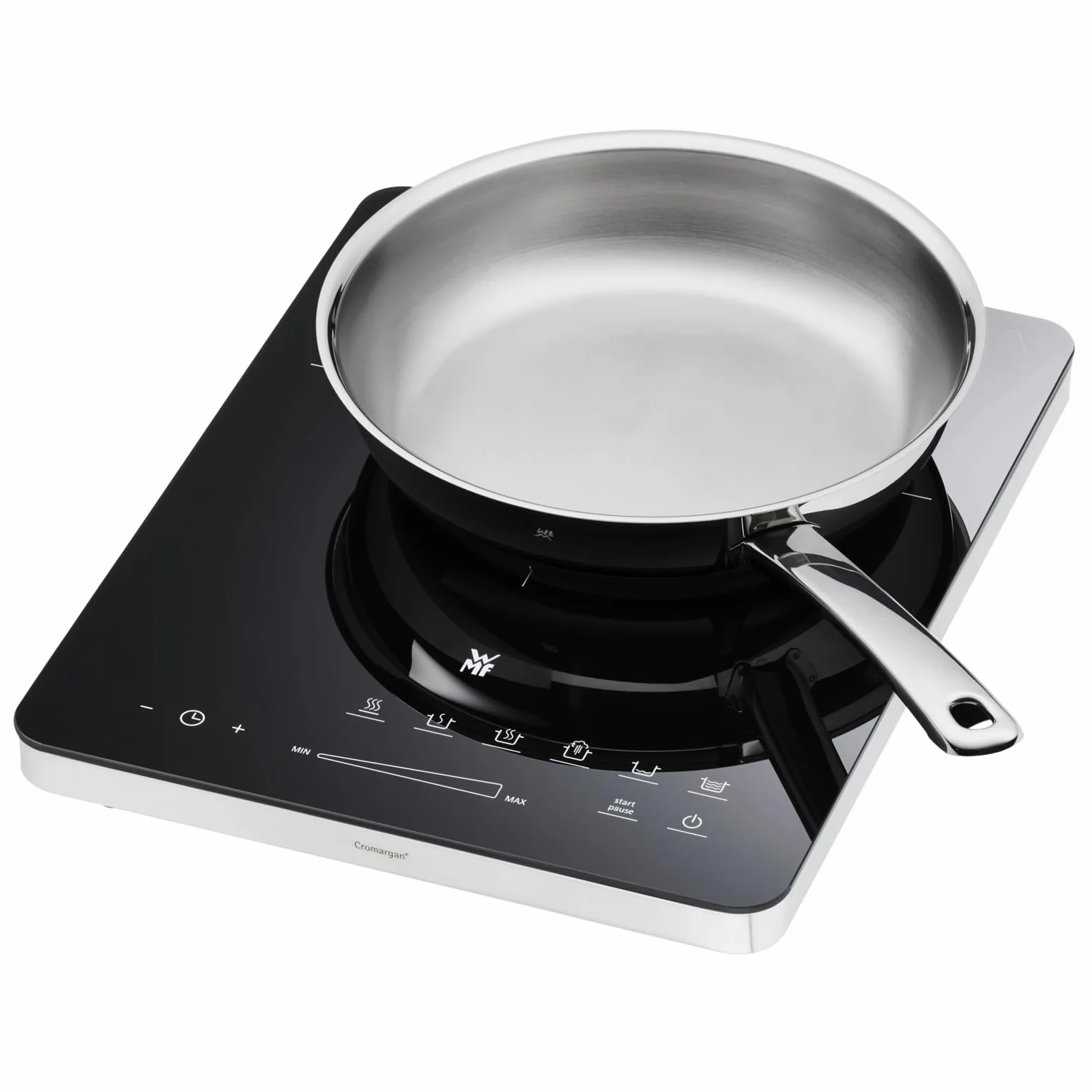 WMF Kult X mobilna płyta indukcyjna do 28 cm, płyta indukcyjna 1 płyta kuchenna, 8 stopni, rozpoznawanie garnków, wyświetlacz dotykowy, ceramika szklana, funkcja timera, 2100 W