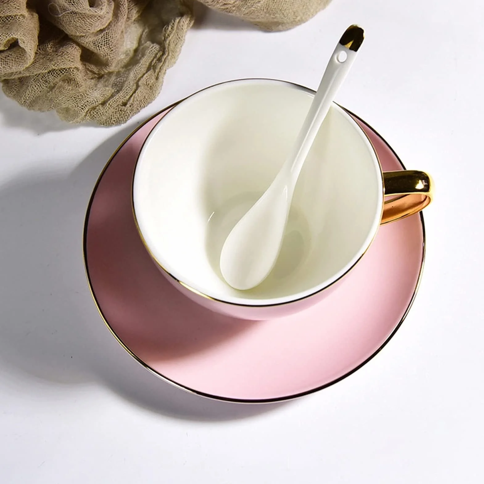Ceramiczne Filiżanki Do Kawy I Herbaty Ze Spodkiem Zestaw Porcelany Kostnej Współczesne Kubki Filiżanki Do Espresso Wysokiej Klasy Zestaw Kubków Do Kawy I Spodków