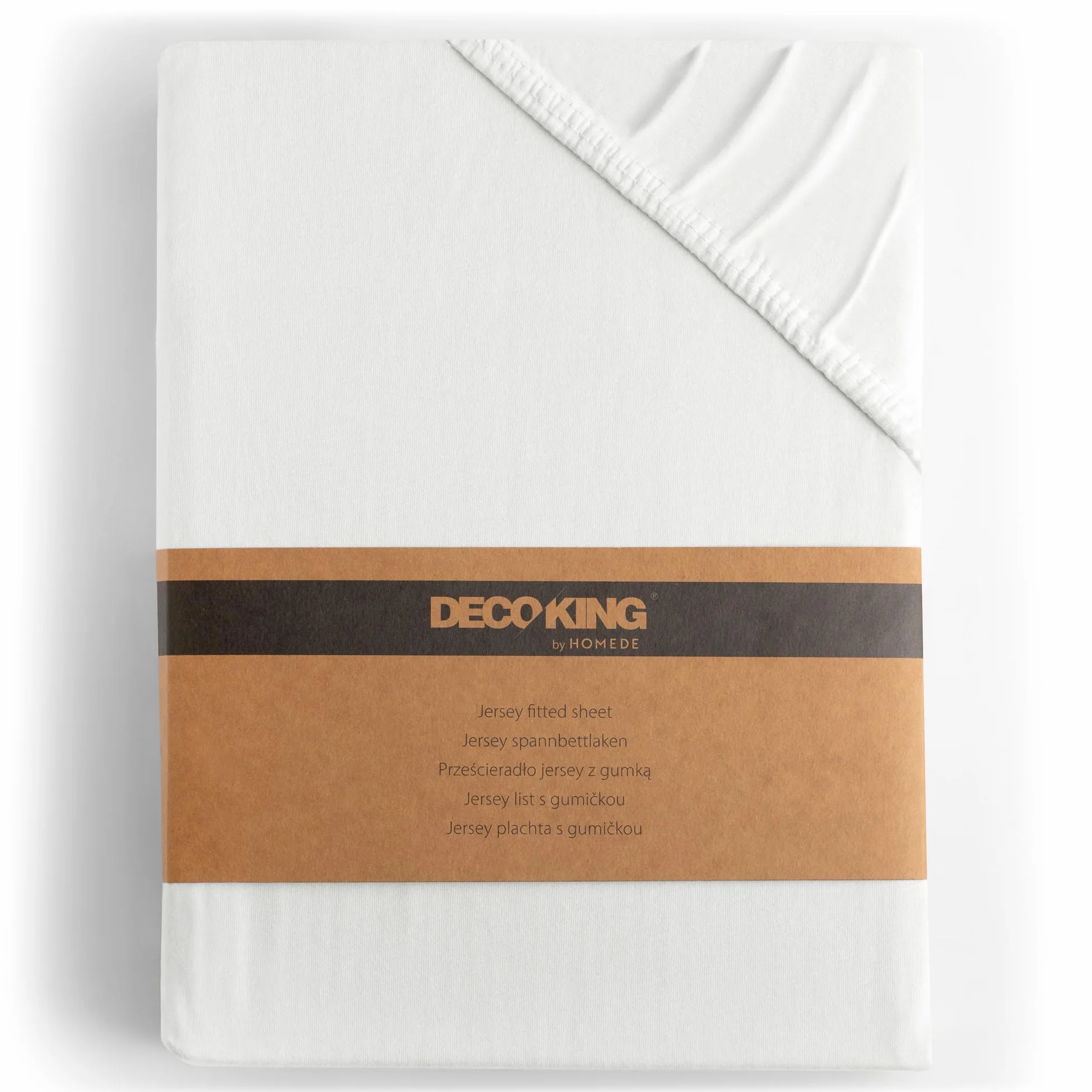 DecoKing Prześcieradło z gumką 200x220-220x240 cm 100% Bawełna Czesana Jersey miękki w dotyku 200x220cm - 220x240cm Białe Amber