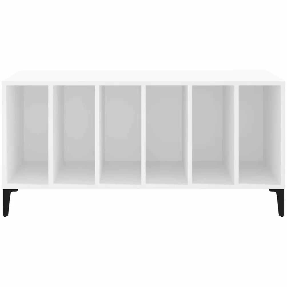 Szafka panelowa biała 100 x 38 x 48 cm, wytrzymały materiał drewnopochodny, winylowa szafka do przechowywania z metalowymi nogami, idealna do płyt winylowych, uniwersalna szafka pomocnicza w