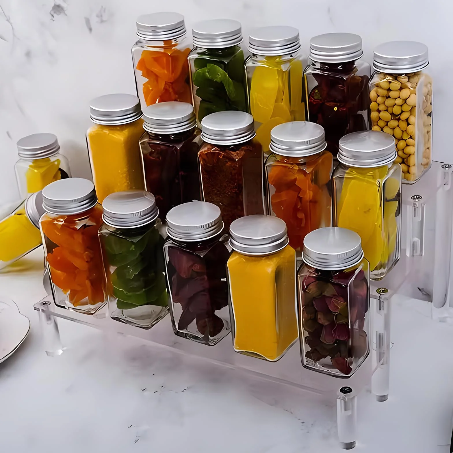 Trzy-poziomowy stojak akrylowy, organizator perfum, transparentny design, odpowiedni do prezentacji figurek, biżuterii, ciast, pomadek, lakierów do paznokci, przypraw, itp