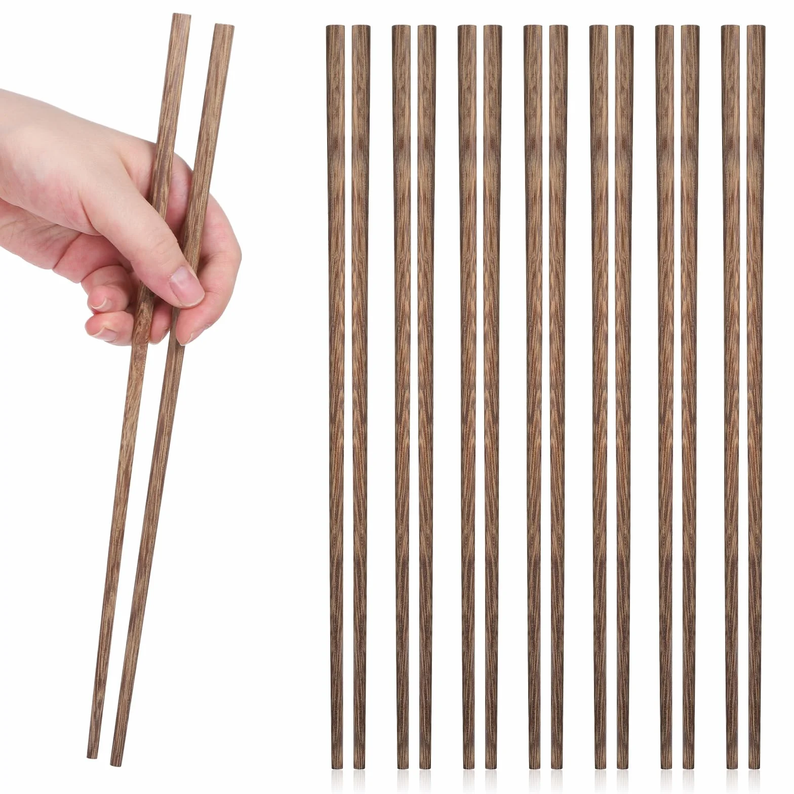 8 par długich pałeczek do jedzenia 30 cm, tradycyjne, chińskie drewno, długie pałeczki z drewna do garnka, pieczenia, makaronu, hotpotu, kuchni