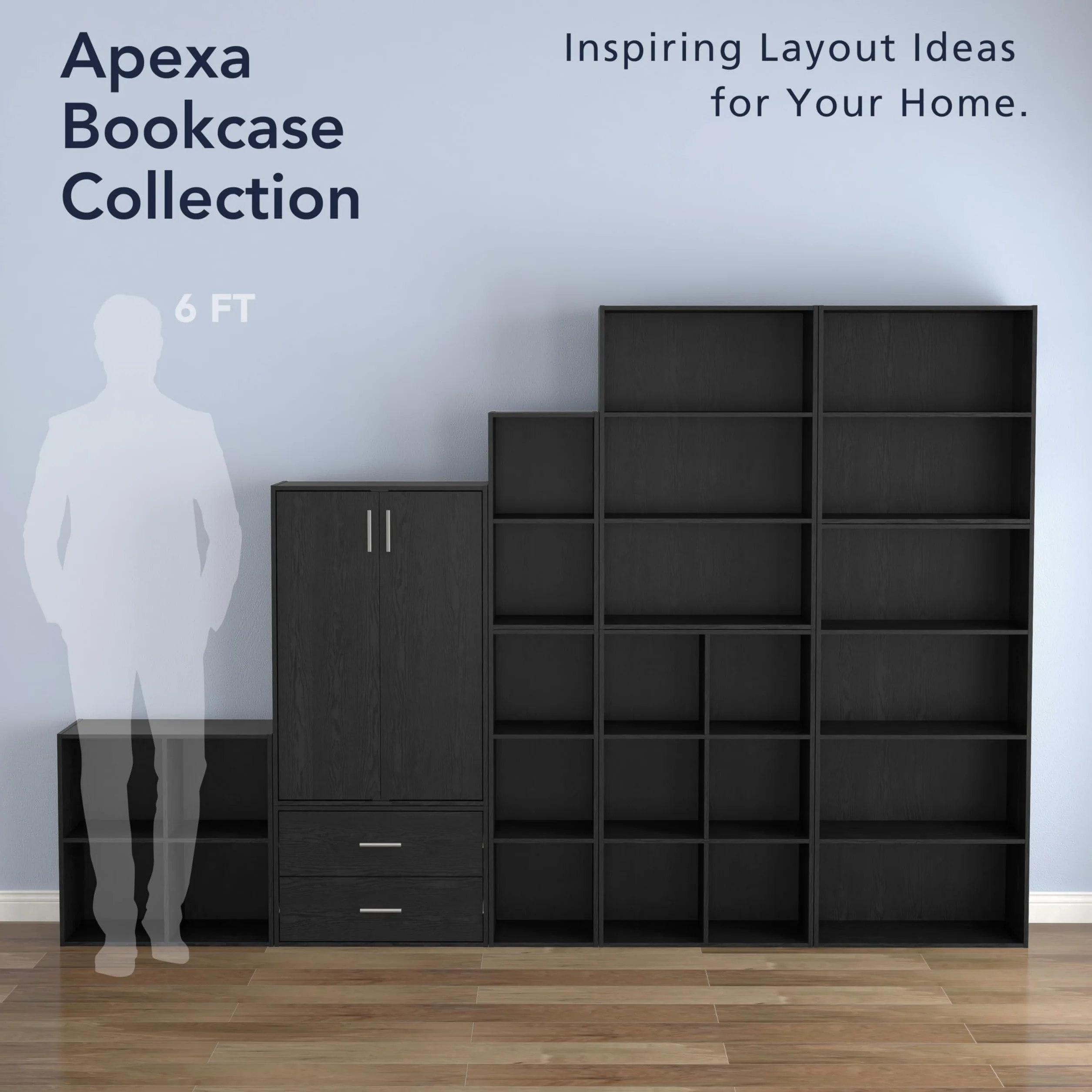 HOMES: Inside + Out Apexa 2 drewniane przechowywanie w stos, mała szafka na żywność, Cajonera De Madera, szuflada pod łóżko, dekoracja pokoju młodzieżowego i sypialnia, domowe biuro, kuchnia, czarna