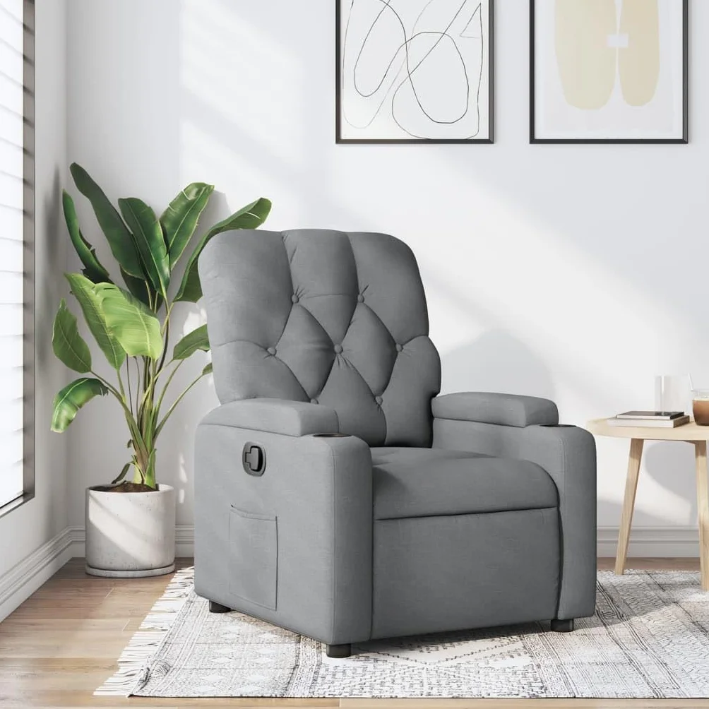 vidaXL Fotel rozkładany, jasnoszary, tapicerowany tkaniną, fotel rozkładany, rozkładany fotel, nowoczesny fotel, fotel, fotel regulowany