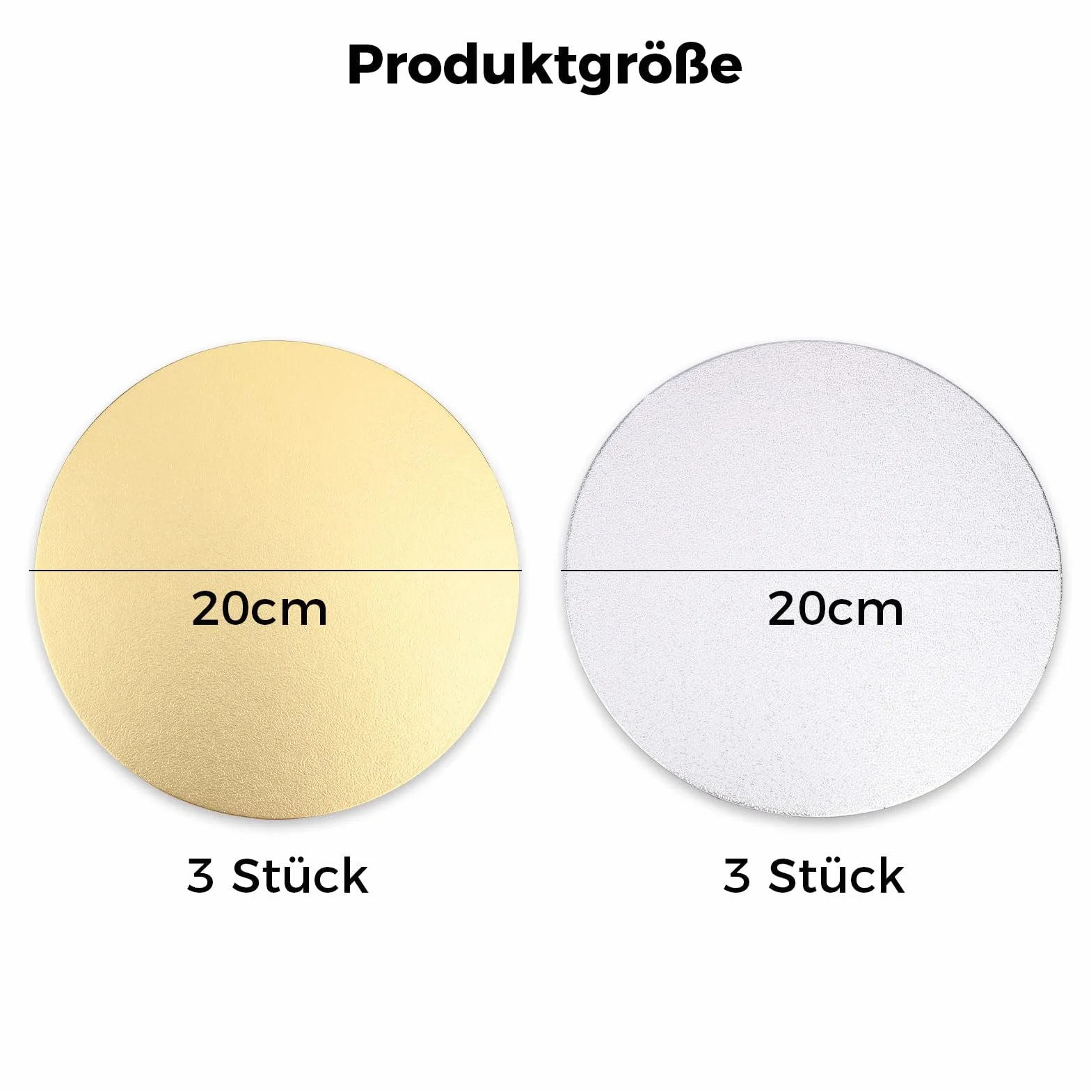 6 szt. podkładka na tort okrągła, deska do ciasta, okrągła 20 cm, patera na tort, karton złoty i srebrny, po 3 sztuki, biała podkładka do ciast i tortów, nadaje się do kontaktu z żywnością