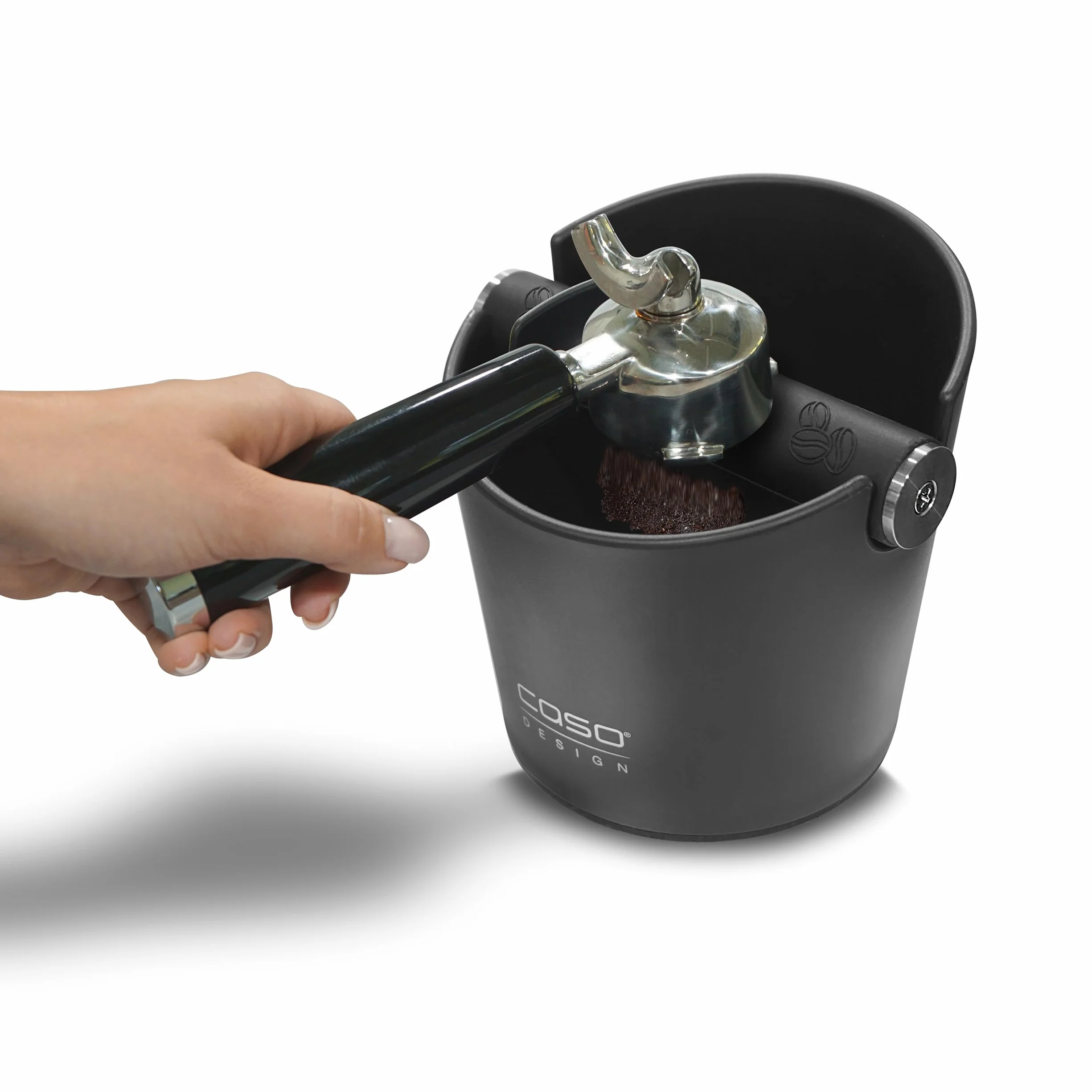 Caso CoffeeCollect – pojemnik na sitko, pudełko na fusy z kawy, pojemnik do odbijania do ekspresów sitowych, akcesoria barista, wyciszanie