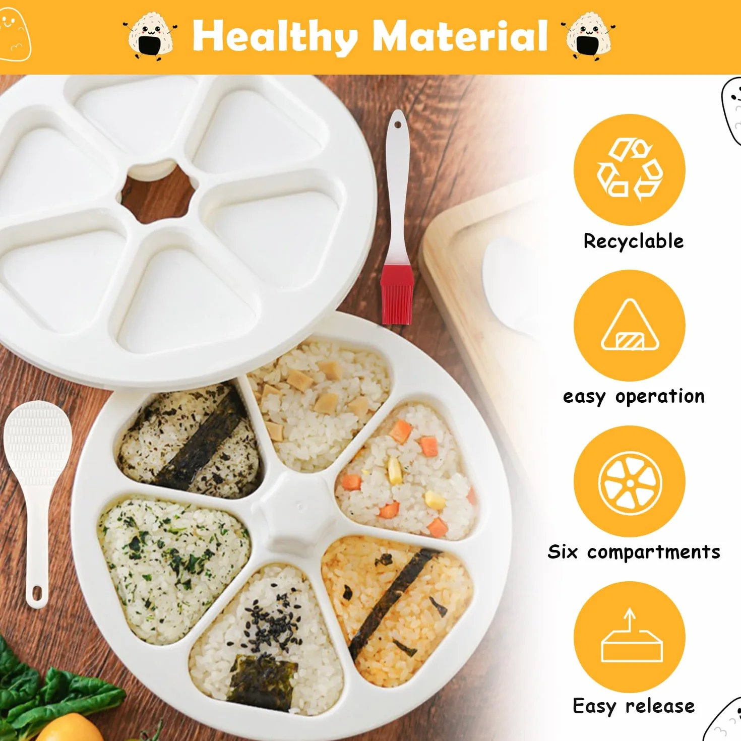 Onigiri Maker Sushi zestaw forek do onigiri i japońskich sześciokątnych i trójkątnych form, do kuchni, DIY, gotowania, bento, domu, restauracji, kempingu