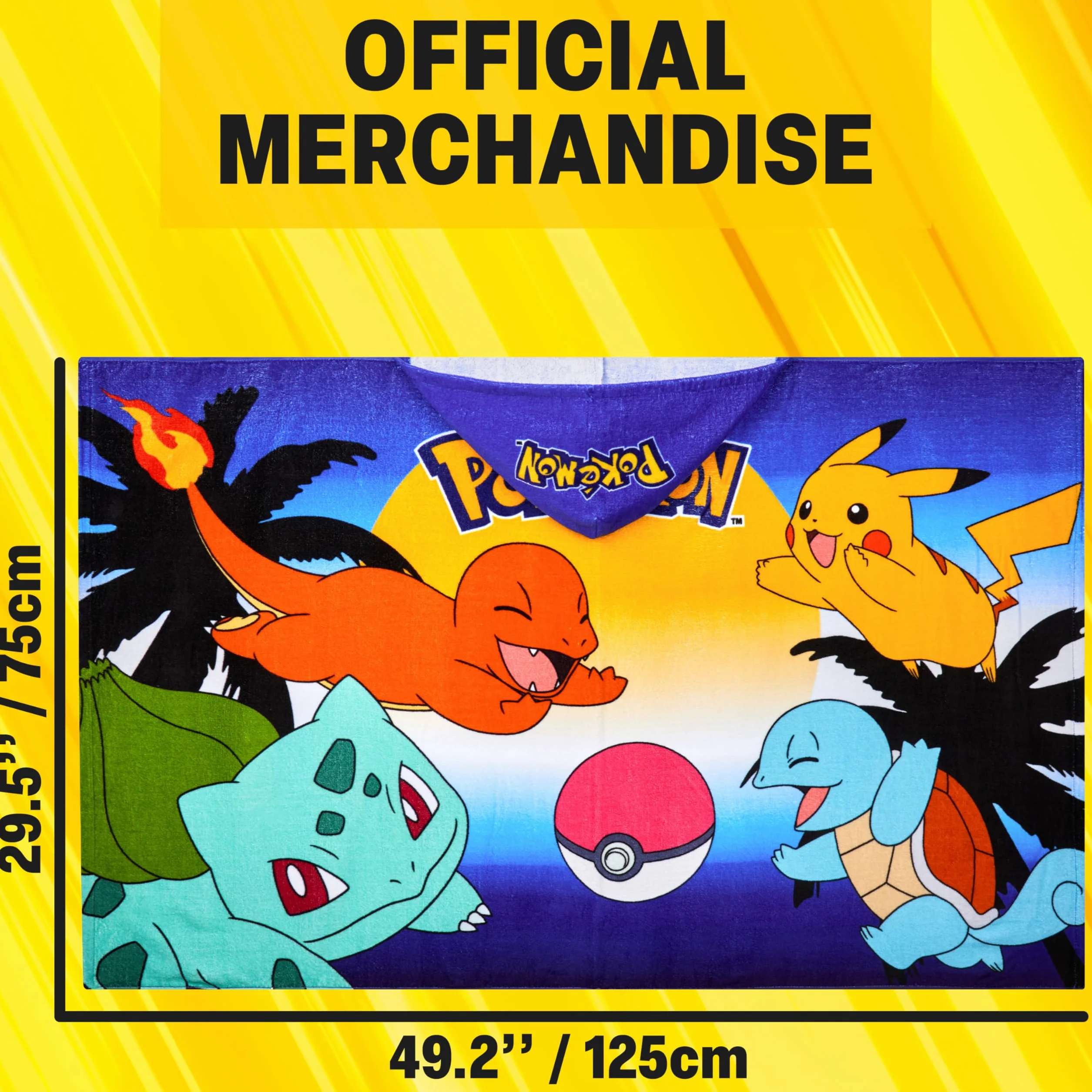 Pokemon Ręczniki z kapturem dla chłopców, bawełniane ponczo kąpielowe, plażowe, miękkie i chłonne, z kapturem, pod prysznic, basen, niezbędne rzeczy w podróży i wakacjach, wiele pokemonów