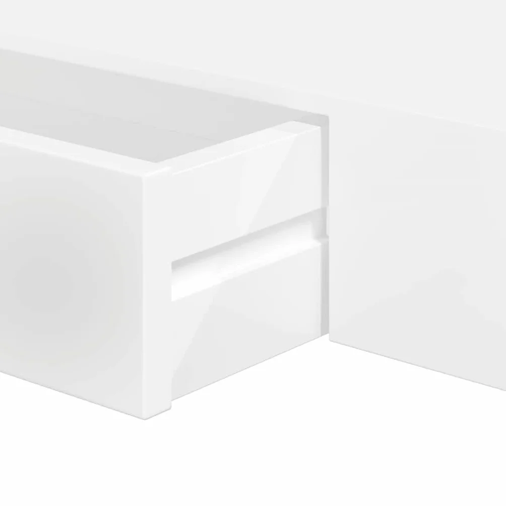 Regał ścienny z szufladą MDF, biały, 80 x 25 x 8 cm, regał wiszący, niewidoczny system montażu na książki, dekoracja, porządek, półka ścienna o wadze 5 kg