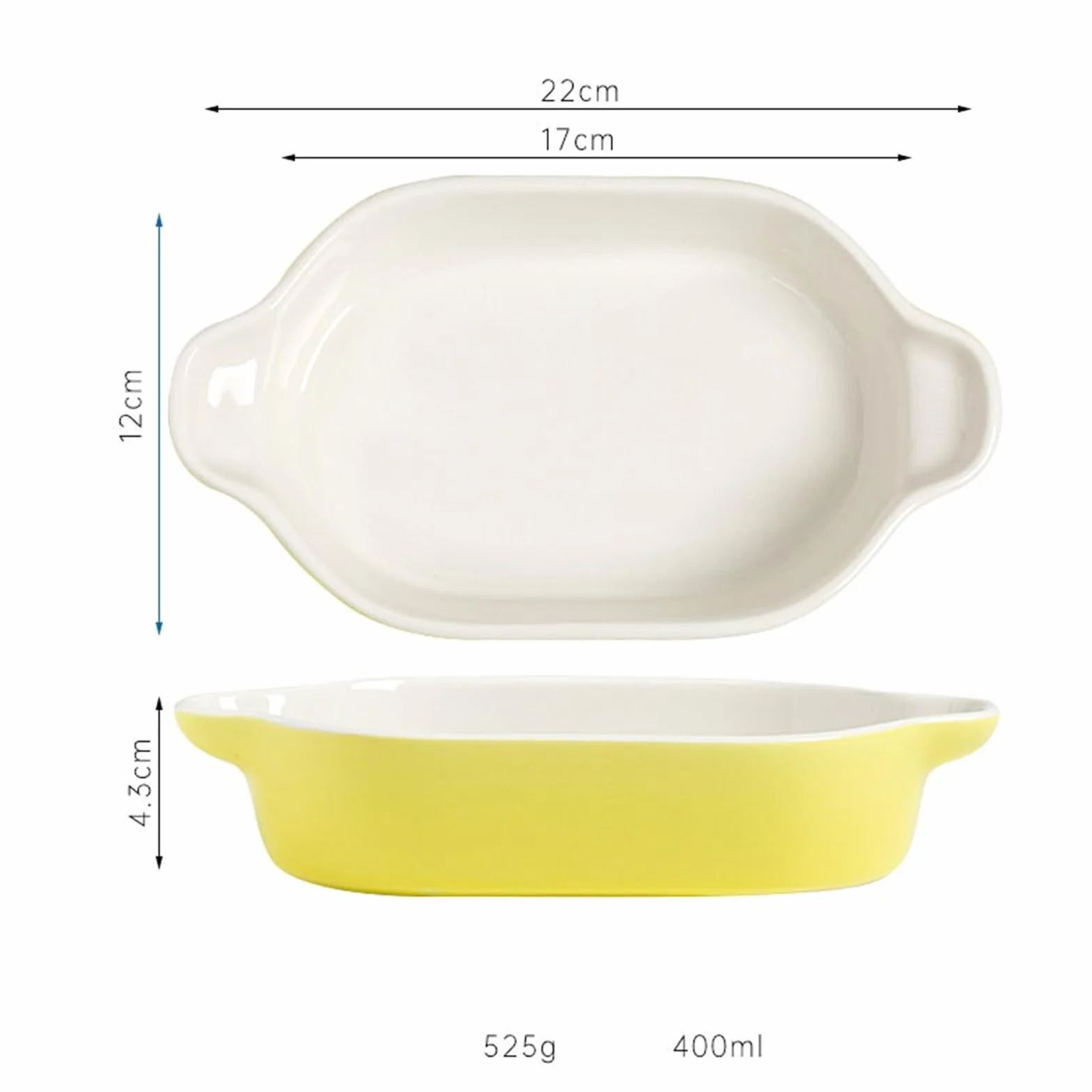 Fontanny Ceramiczne naczynia do pieczenia podszkliwne, talerz do zupy do domu, użycie w piekarniku, prostokątne naczynie do pieczenia, kuchenka mikrofalowa fontanna lasagne (żółty)
