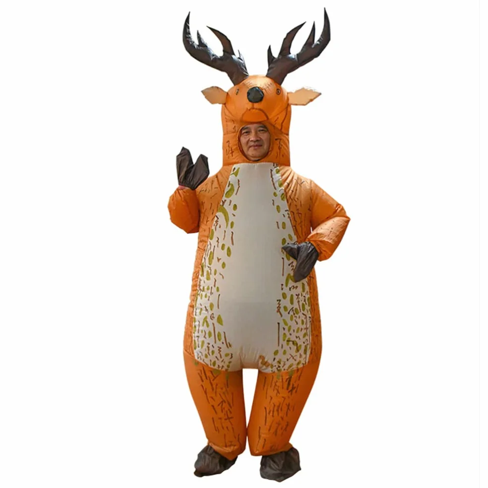 Nadmuchiwane świąteczne kostiumy reniferów dorośli wysadzane w powietrze przebranie ubrania imprezowe dla mężczyzn dorośli Christmas Party Cosplay 1 zestaw/840