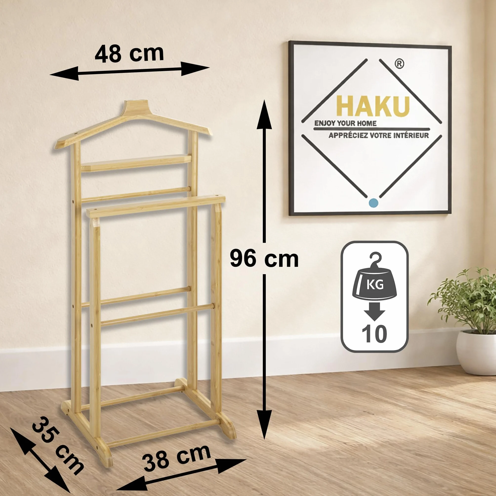 HAKU parter, bambus, naturalny, szer. 48 x gł. 36 x wys. 97 cm