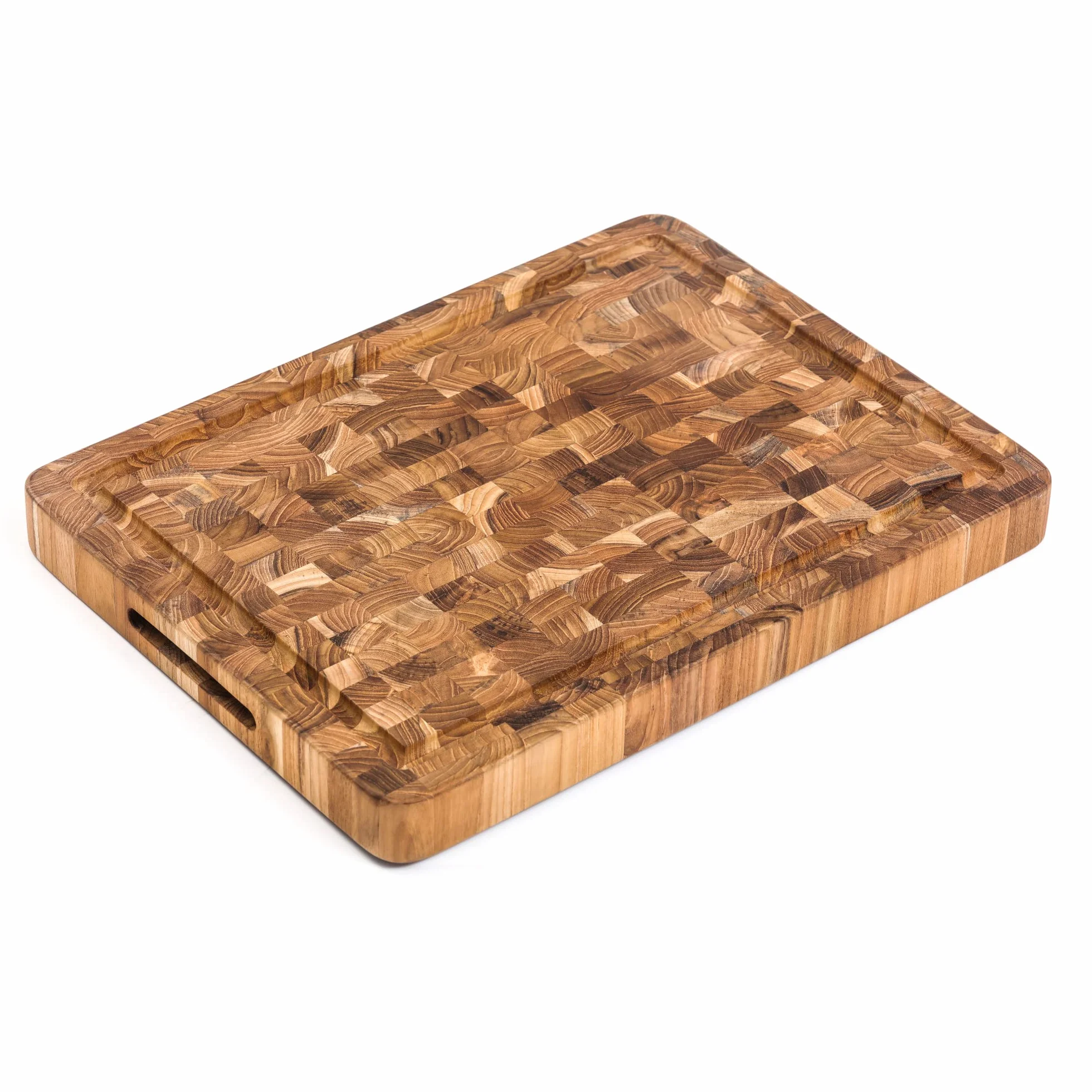 Teak Haus TH311 Billot rzeźnika z rogą na sok, drewno, wielokolorowy, 40 x 30 x 3,8 cm