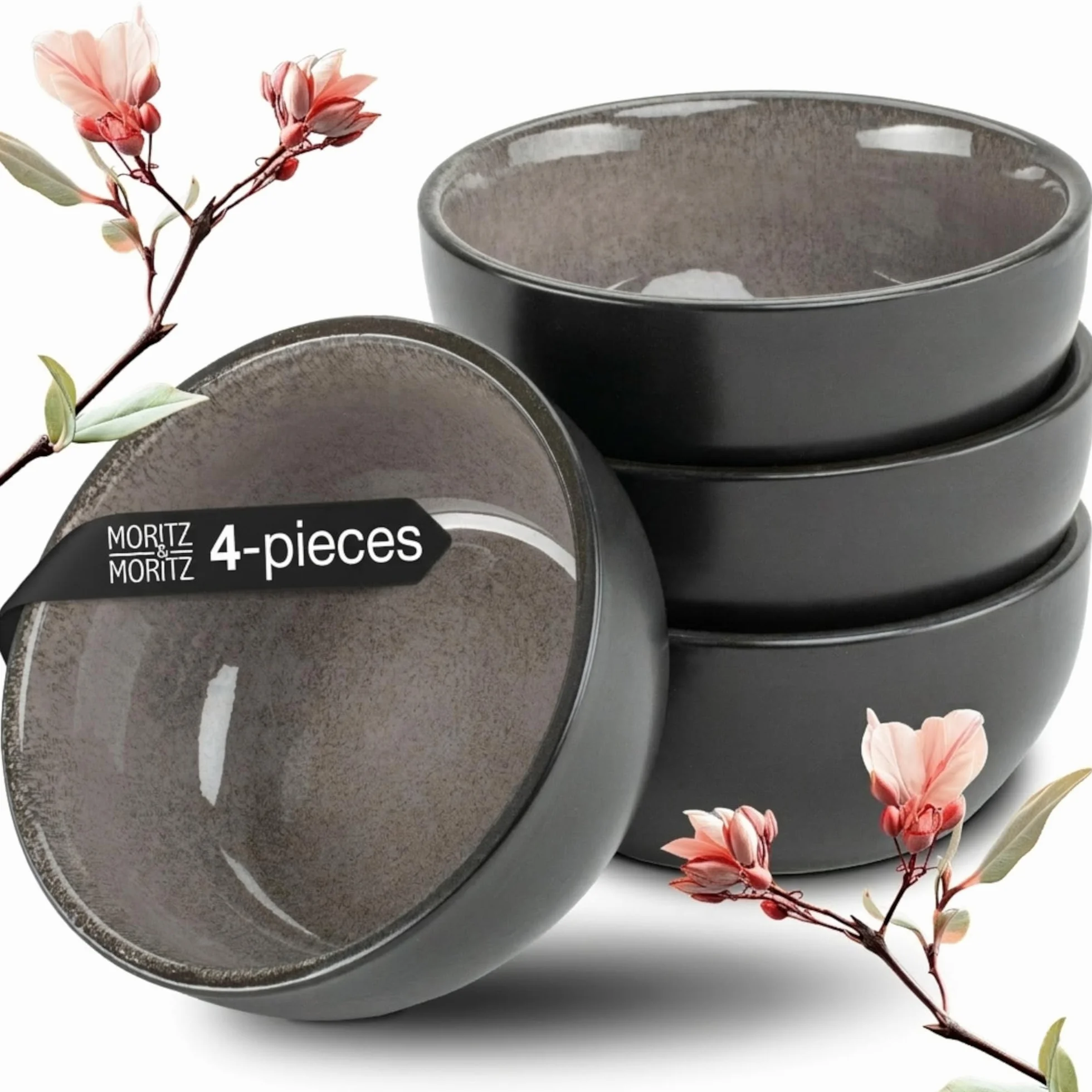 Moritz & Moritz VIDA 4x Miso zestaw misek 12 cm Ø - japoński ceramiczny zestaw naczyń do zupy miso, dipów i przekąsek