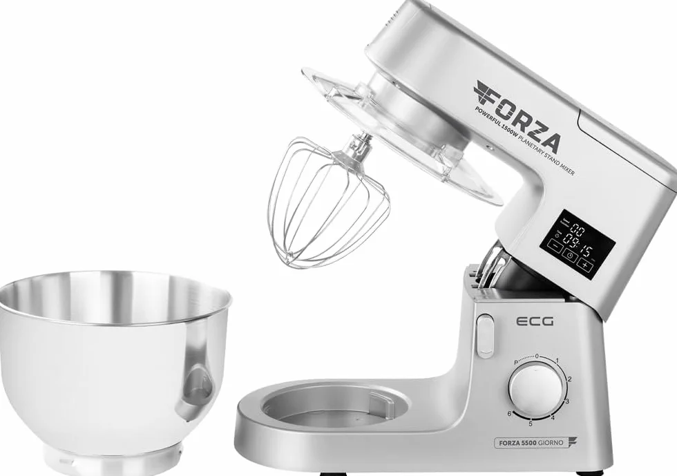 ECG FORZA 5500 Day srebrny robot kuchenny 1500 W, wyświetlacz LED srebrny
