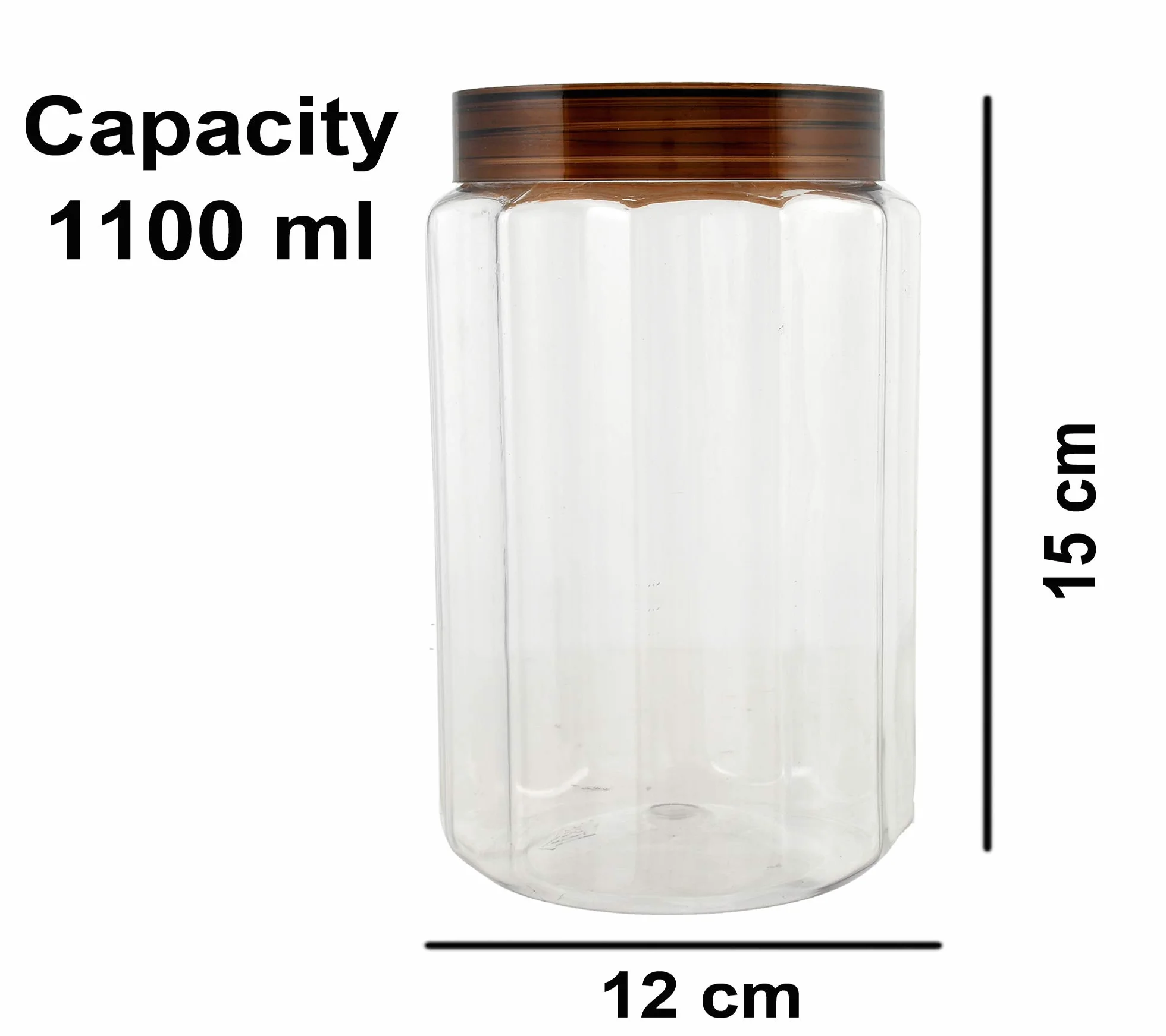 Kuber Industries Opal Plastikowy hermetyczny zestaw pojemników na słoiki dla zwierząt domowych (zestaw 6 1100 ml, brązowy)-KUBMARTK11000