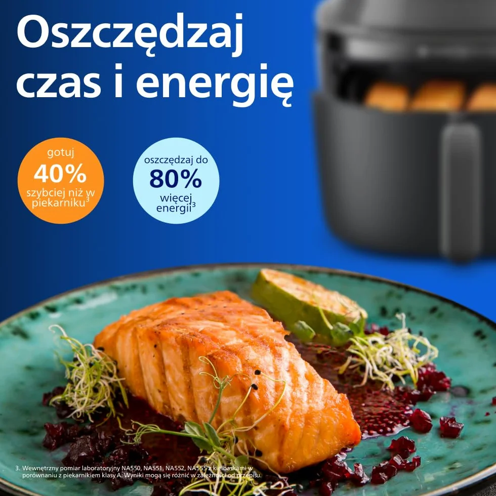 Philips Ovi z parą - Steamfry, Gotowanie na parze i Airfry - 21 sposobów gotowania; Pojemność 7,2 l, Technologia RapidAir, Okienko, Powłoka ceramiczna, Automat. czyszczenie parą (NA540/00)