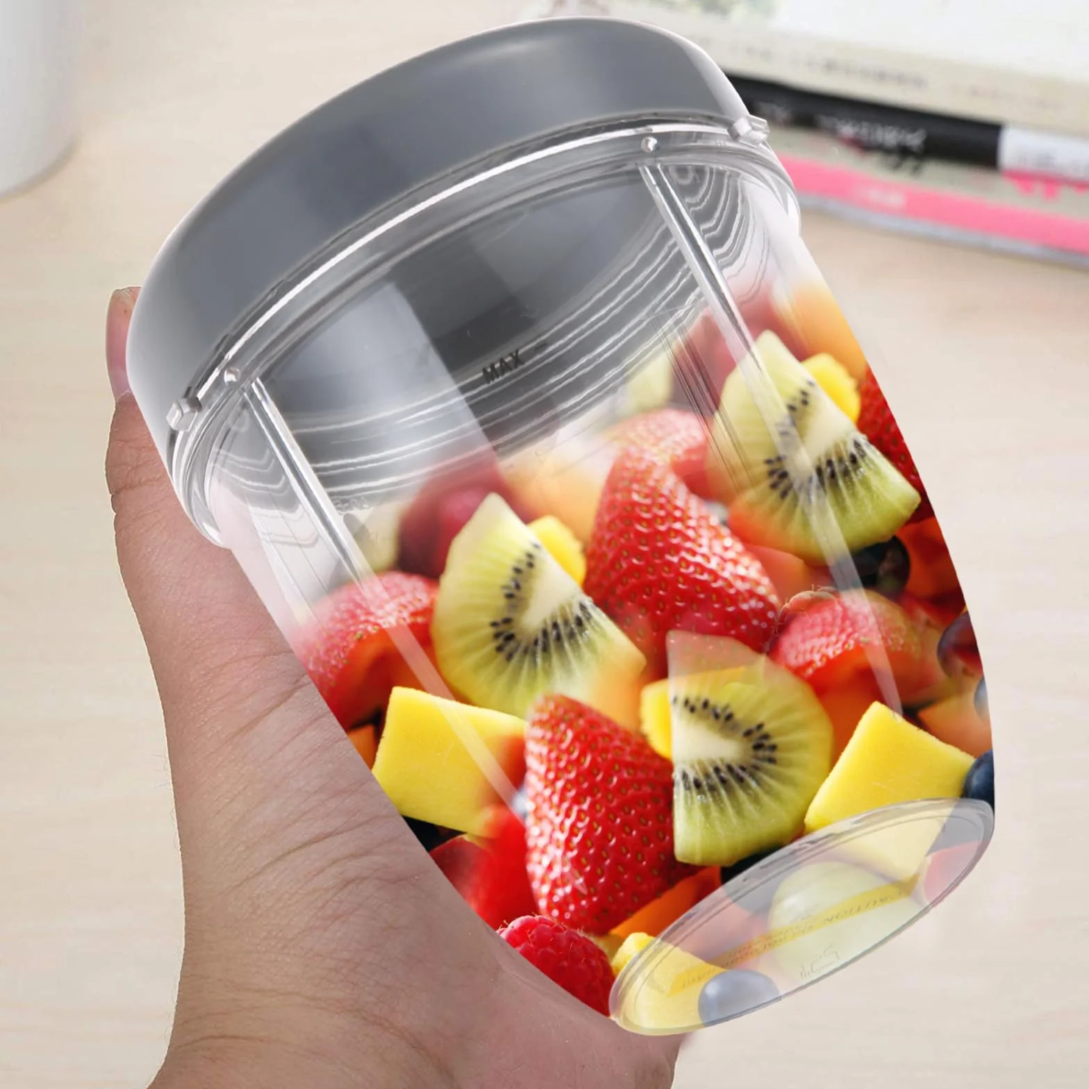 Dreld Zestaw 2 kubków 530ml z płaską pokrywką, części zamienne kompatybilne z blenderem sokowirówką Nutribullet 600W 900W (530ml)