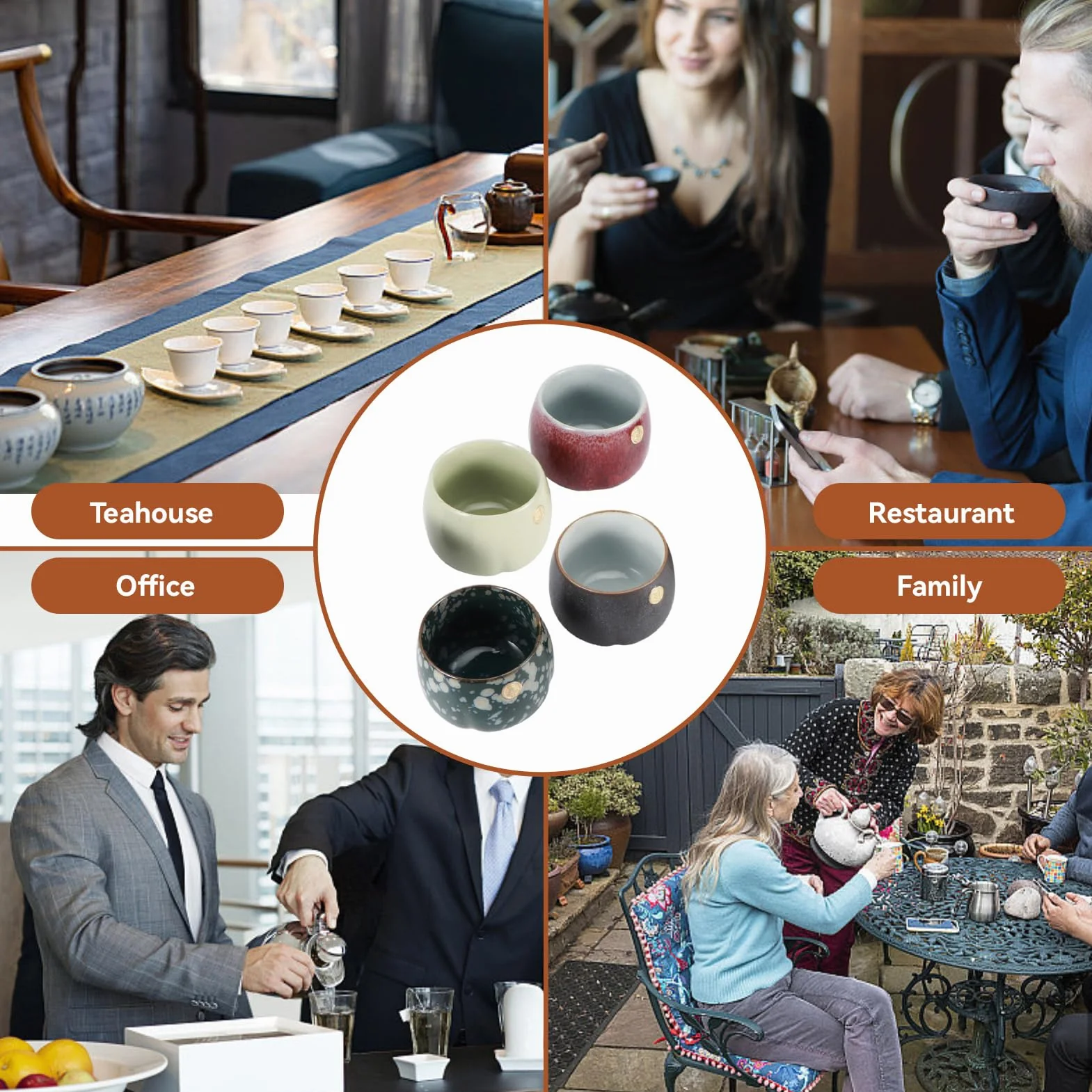 Japońska filiżanka do herbaty, 4-częściowy zestaw kubków ceramicznych, japońskie filiżanki do herbaty, zestaw do domu, biura, na prezent, do sake cups