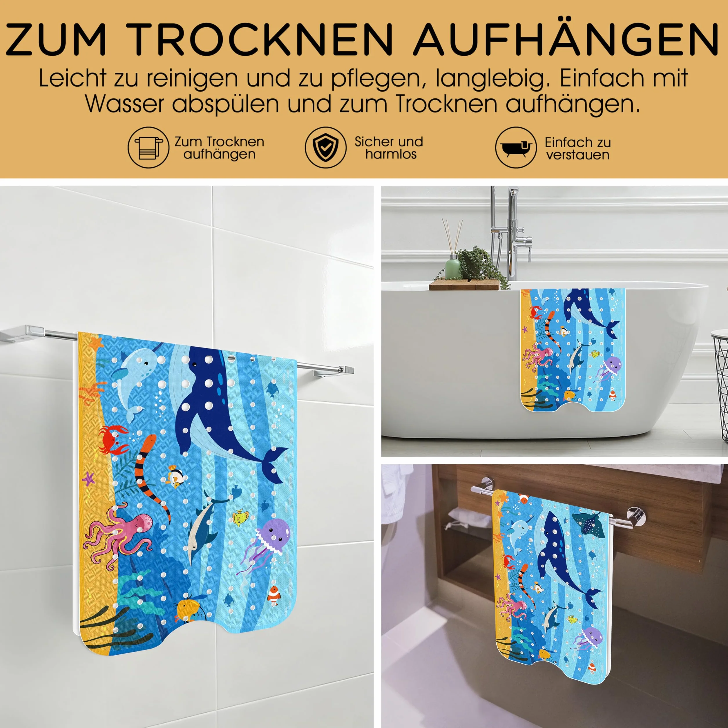Mata antypoślizgowa do wanny dla dzieci 100x40 cm wolna od BPA